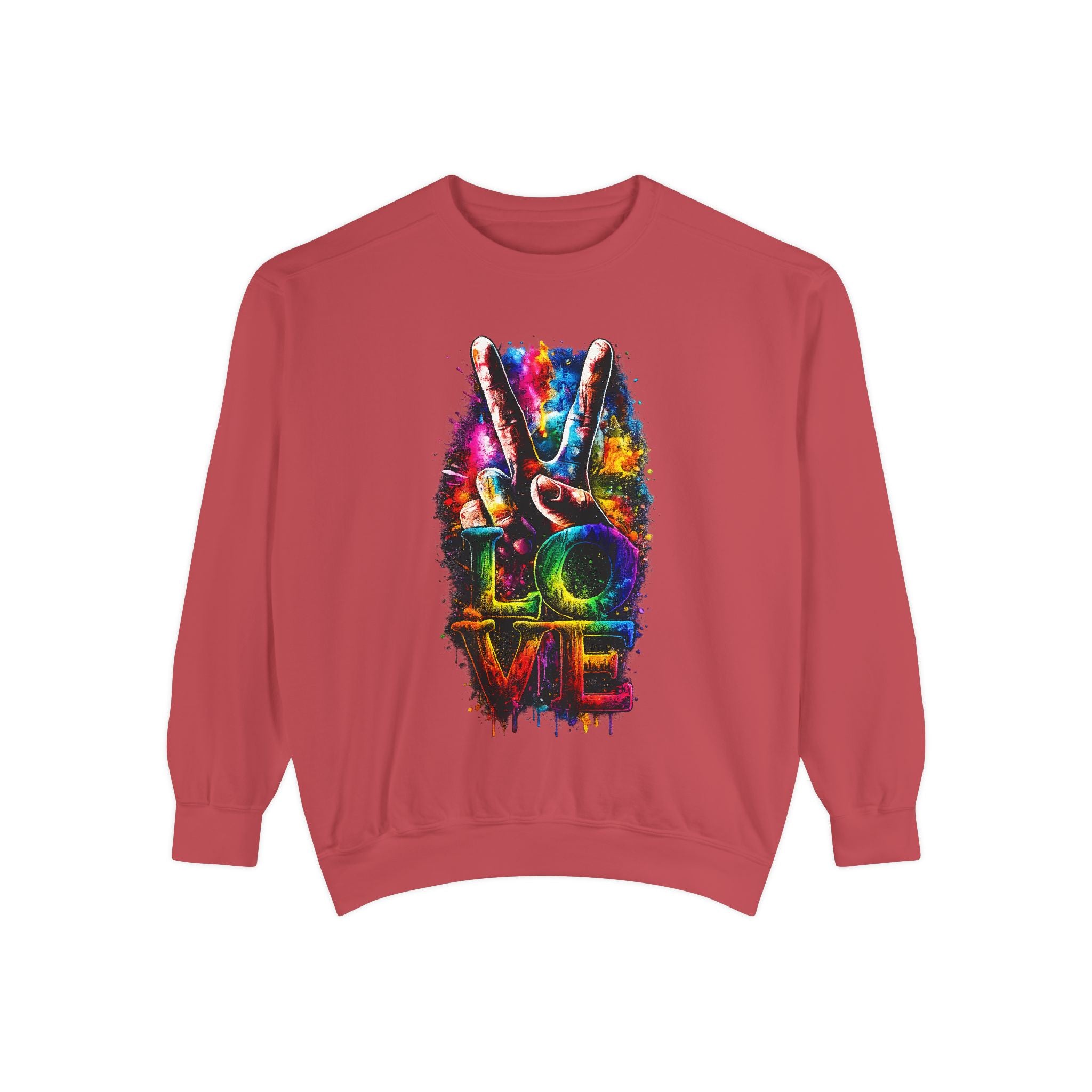 Peace & Love Tie-Dye Sweatshirt — Colorful Peace Sign Graphic