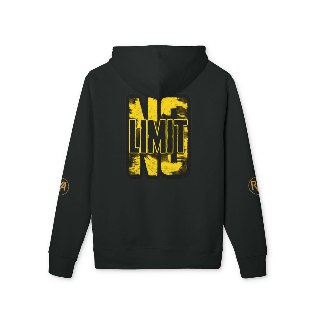 No Limit Hoodie – Bold Streetwear Pullover with Yellow Distressed Back Graphic