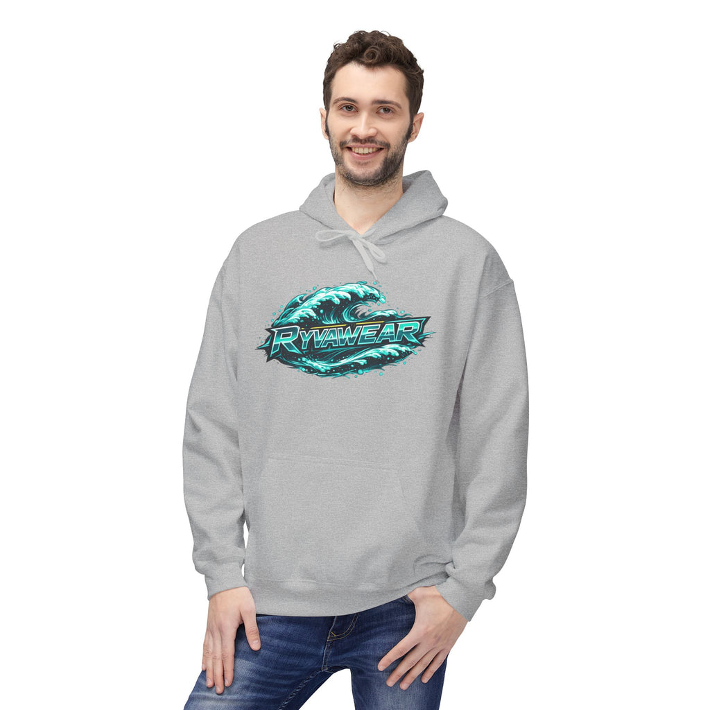 Hoodie — Retro Teal 'Rivestar' Surf Wave Logo Pullover