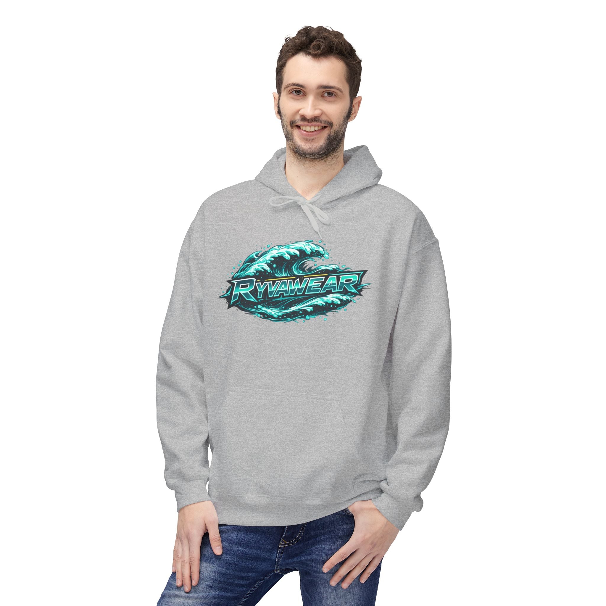 Hoodie — Retro Teal 'Rivestar' Surf Wave Logo Pullover