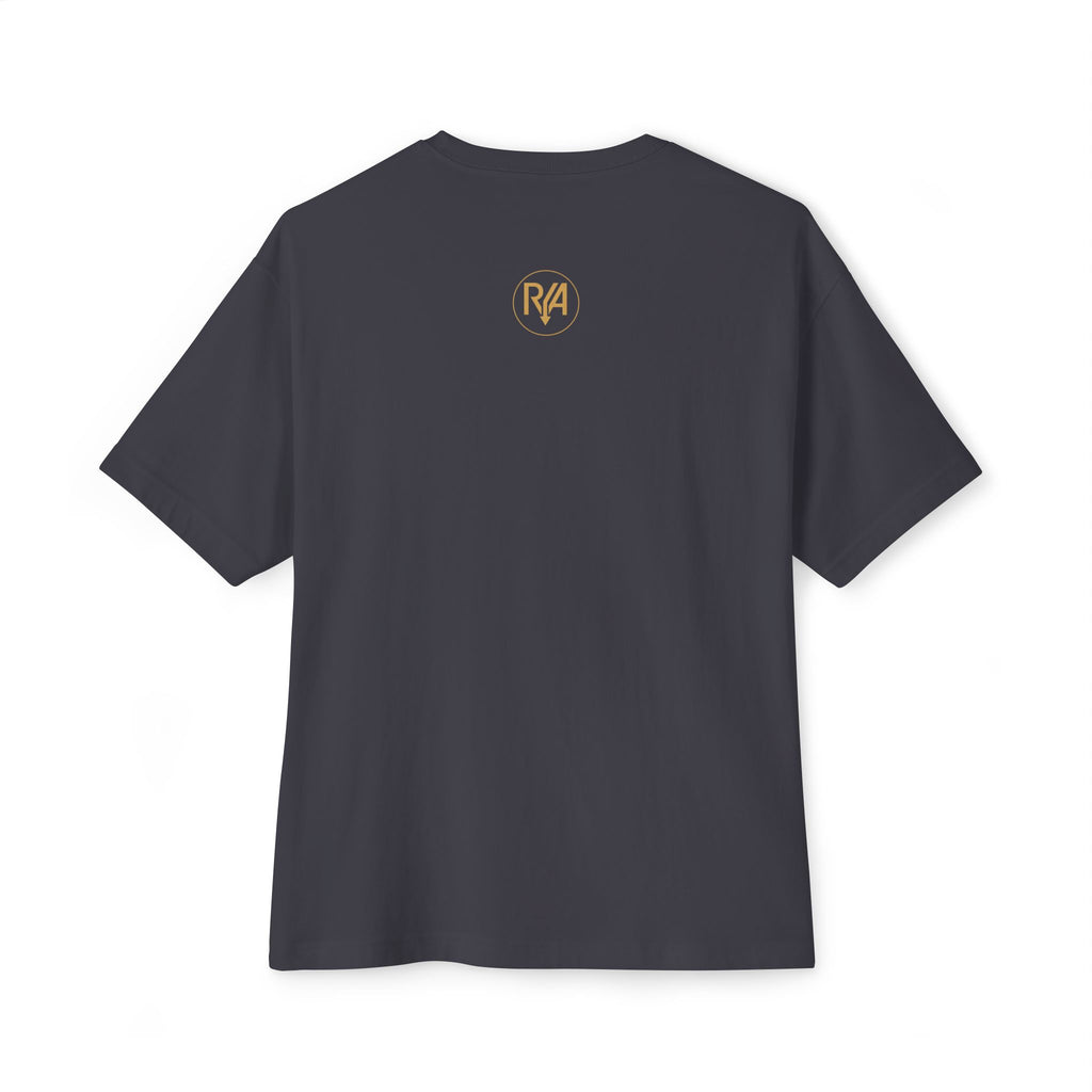 Boxy Tee — Minimal Gold "R/A" Logo Chest & Upper Back