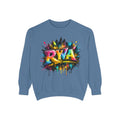Graffiti Skyline Sweatshirt — Colorful "RYA" Urban Streetwear Crewneck