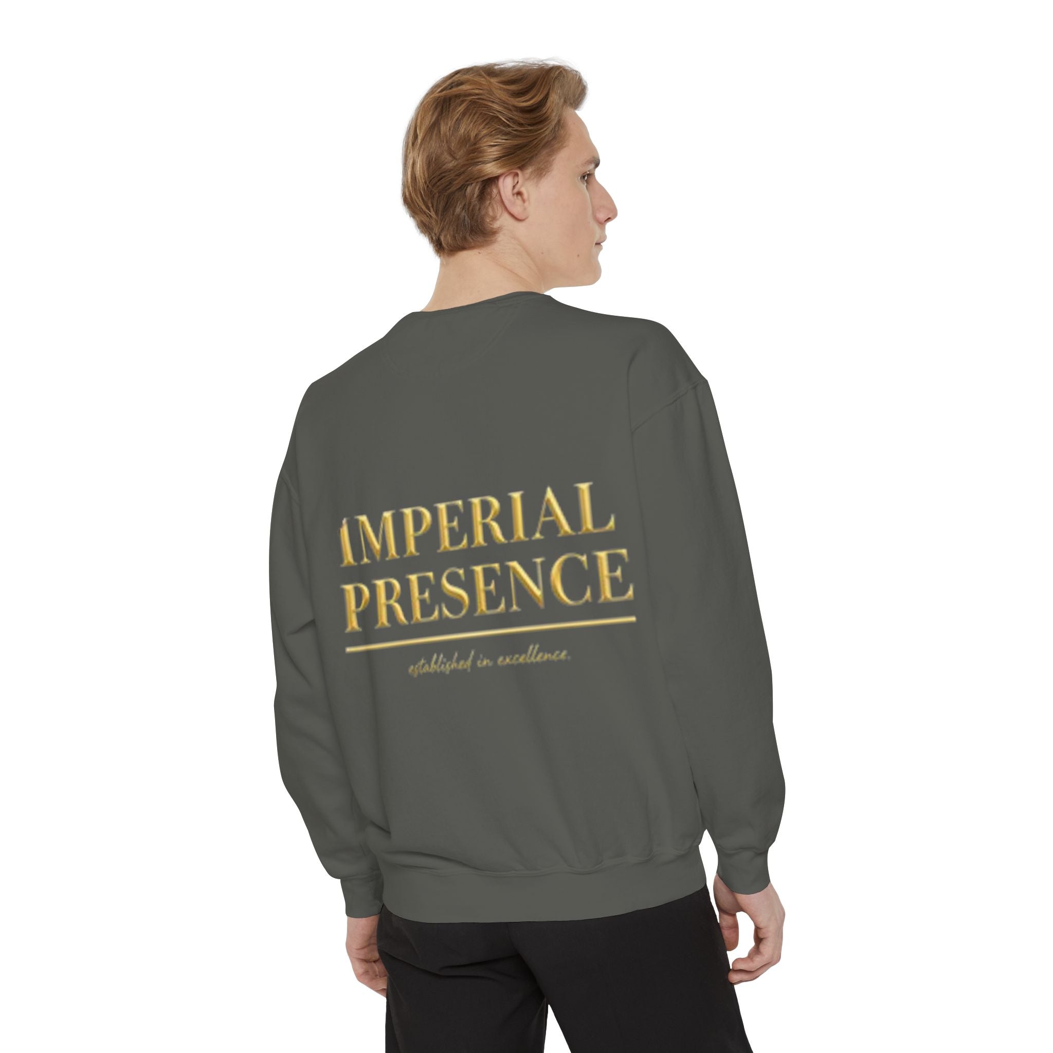 Sweatshirt — "Imperial Presence" Gold Logo Garment-Dyed Crewneck
