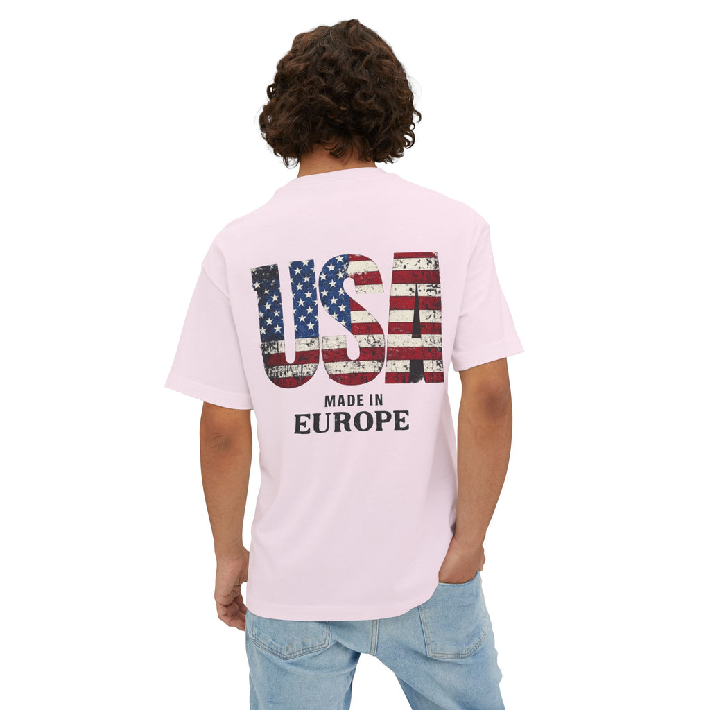 USA Flag Back Graphic Tee — "USA Made in Europe" Vintage Patriotic T‑Shirt