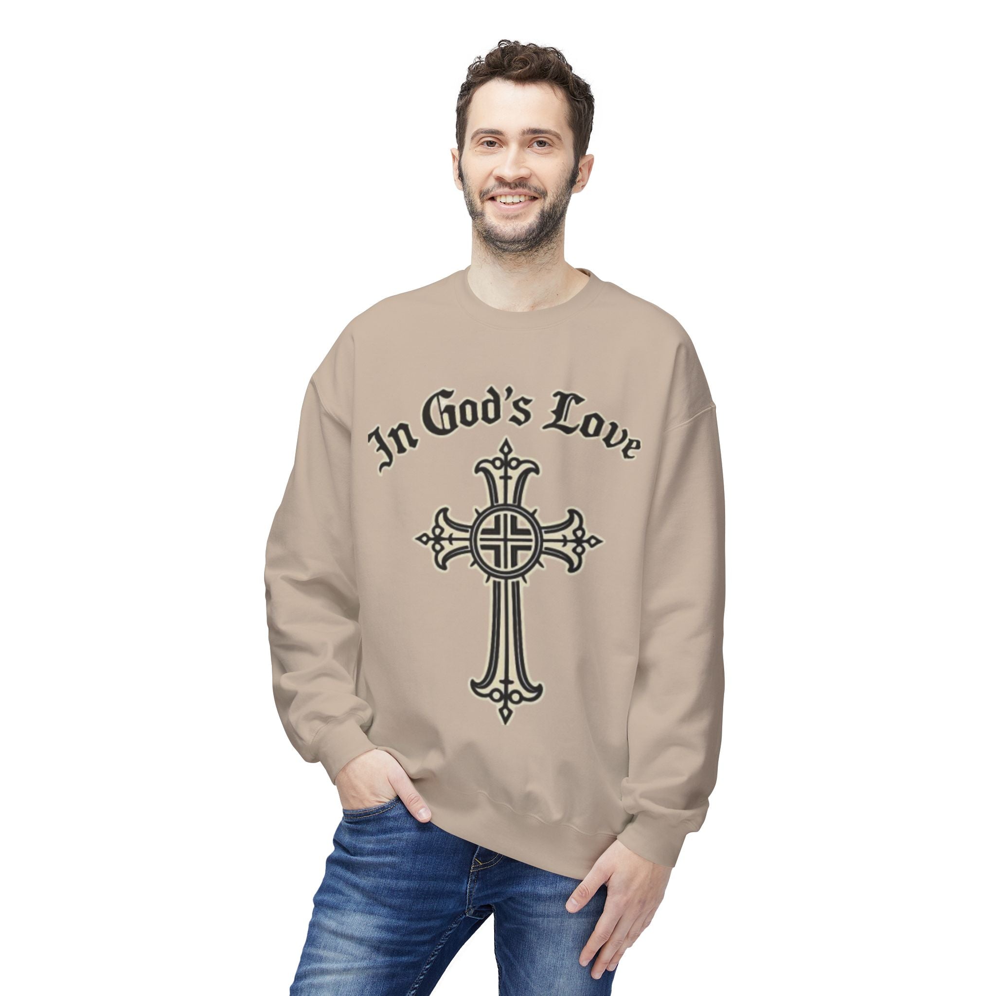 In God's Love Cross Crewneck Sweatshirt — Christian Faith Pullover