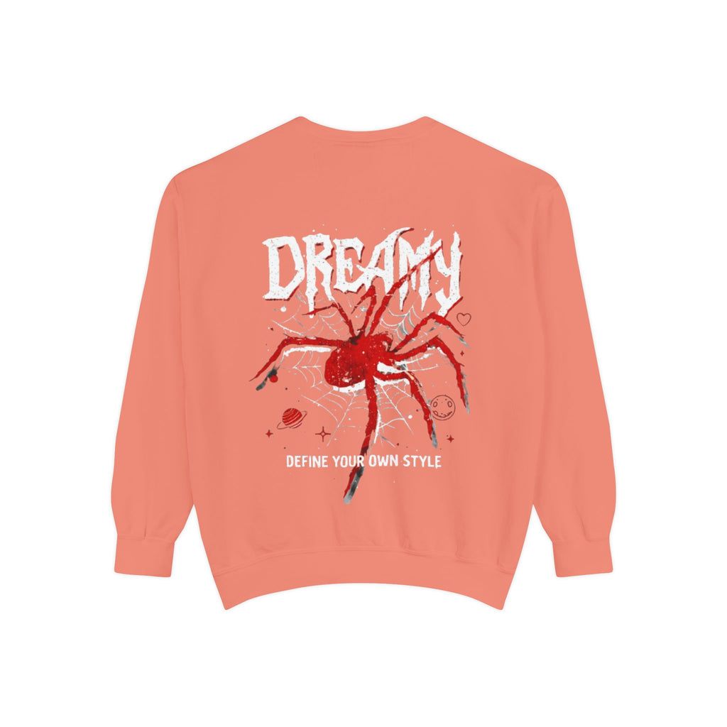 Dreamy Spider Sweatshirt — "Define Your Own Style" Garment-Dyed Crewneck