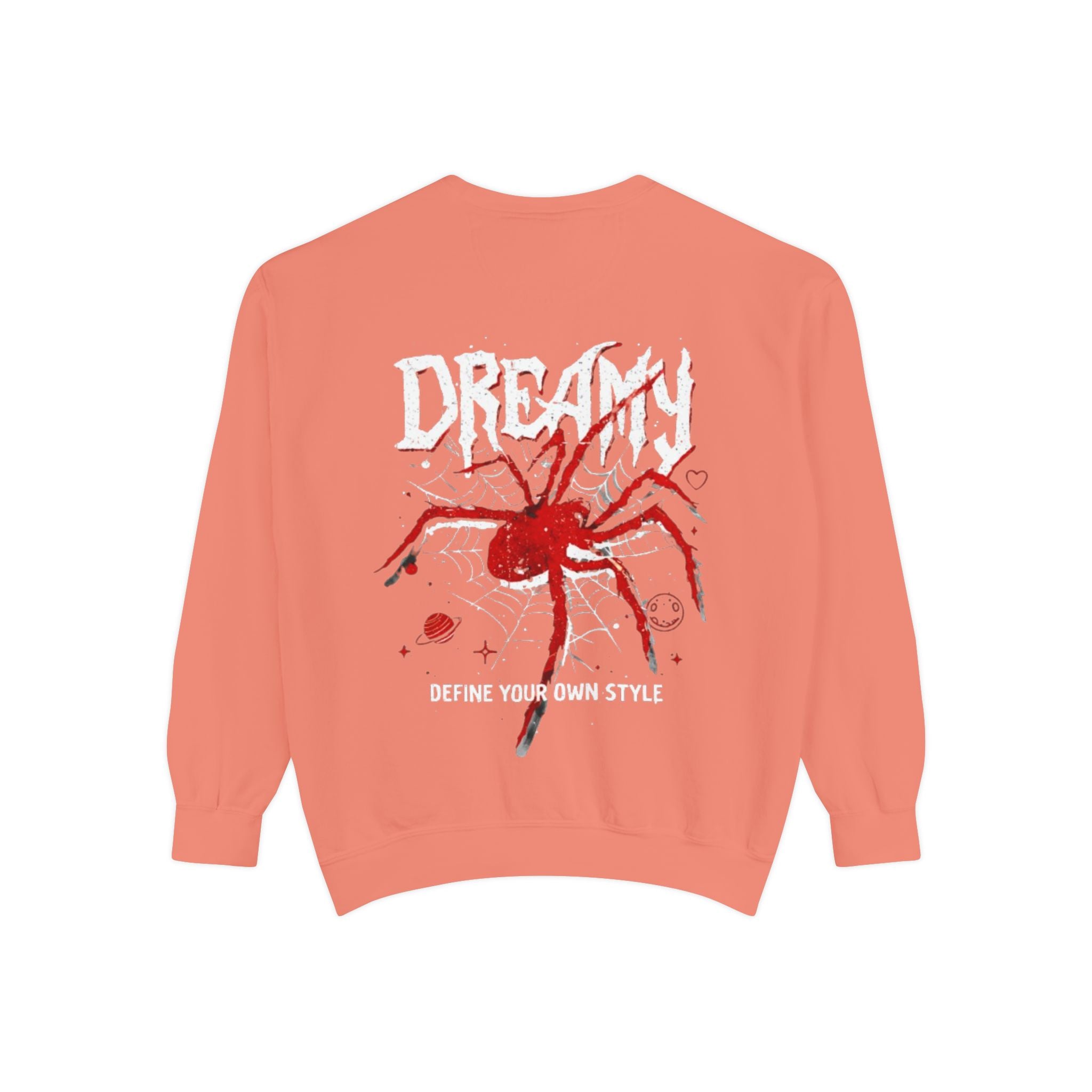 Dreamy Spider Sweatshirt — "Define Your Own Style" Garment-Dyed Crewneck