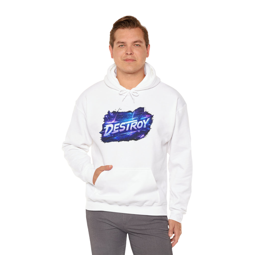 Destroy Graphic Hoodie - Retro Cosmic Brushstroke Pullover