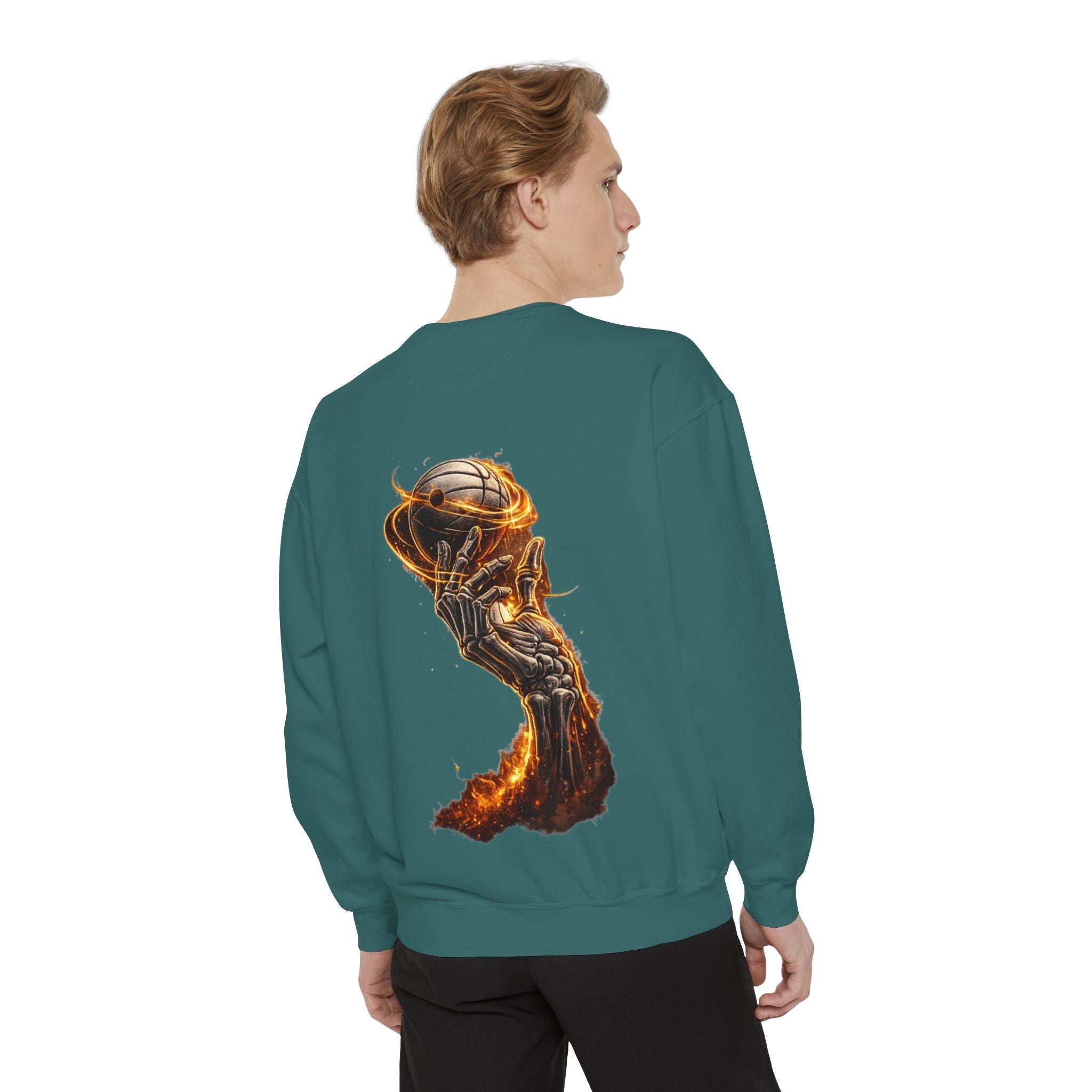 Burning Trophy Sweatshirt — Fiery Championship Basketball Crewneck