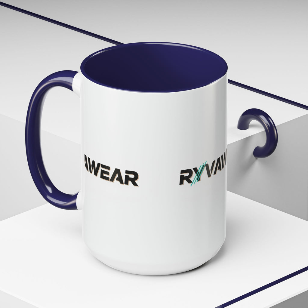 RyvaWear Logo Accent Coffee Mug — Black-Trim Ceramic Coffee Cup (11/15oz)