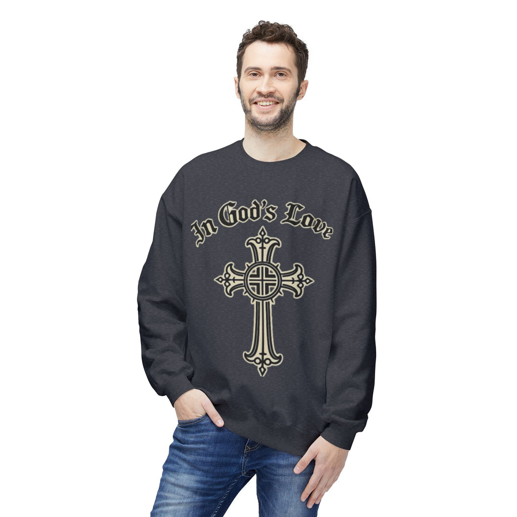 In God's Love Cross Crewneck Sweatshirt — Christian Faith Pullover
