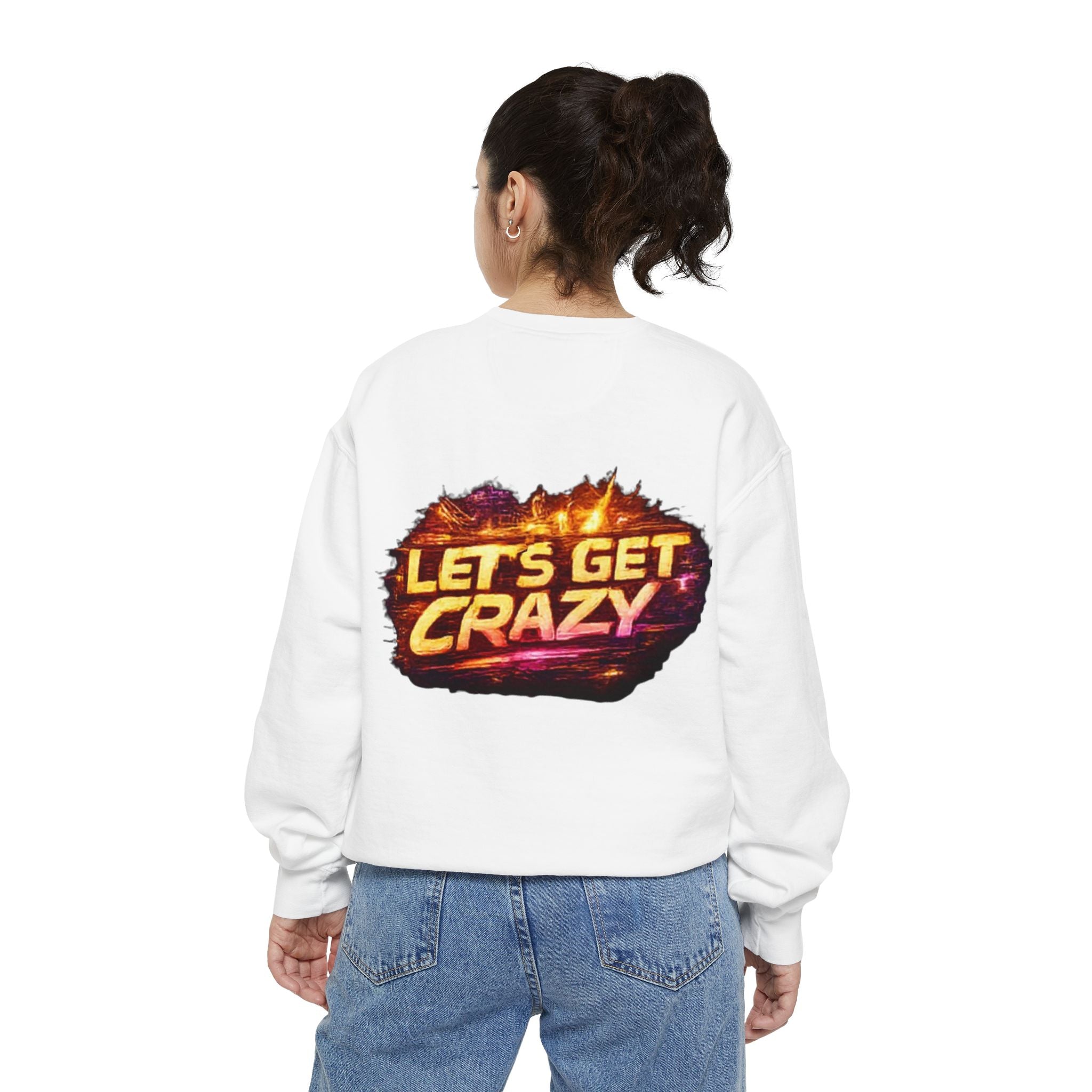Let's Get Crazy Sweatshirt — Retro Flame Graphic Crewneck