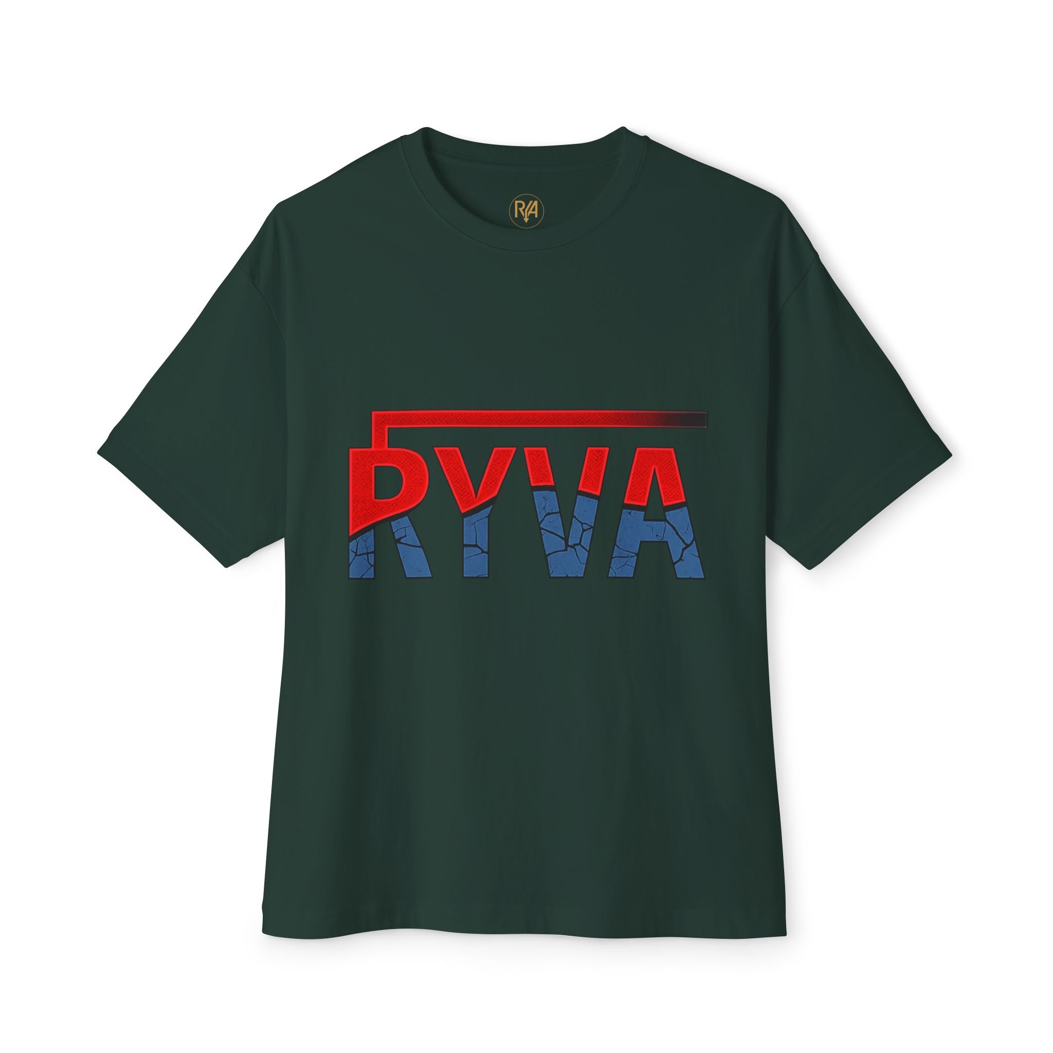 RYVA Graphic Tee — Vintage Red & Blue Logo Boxy Shirt