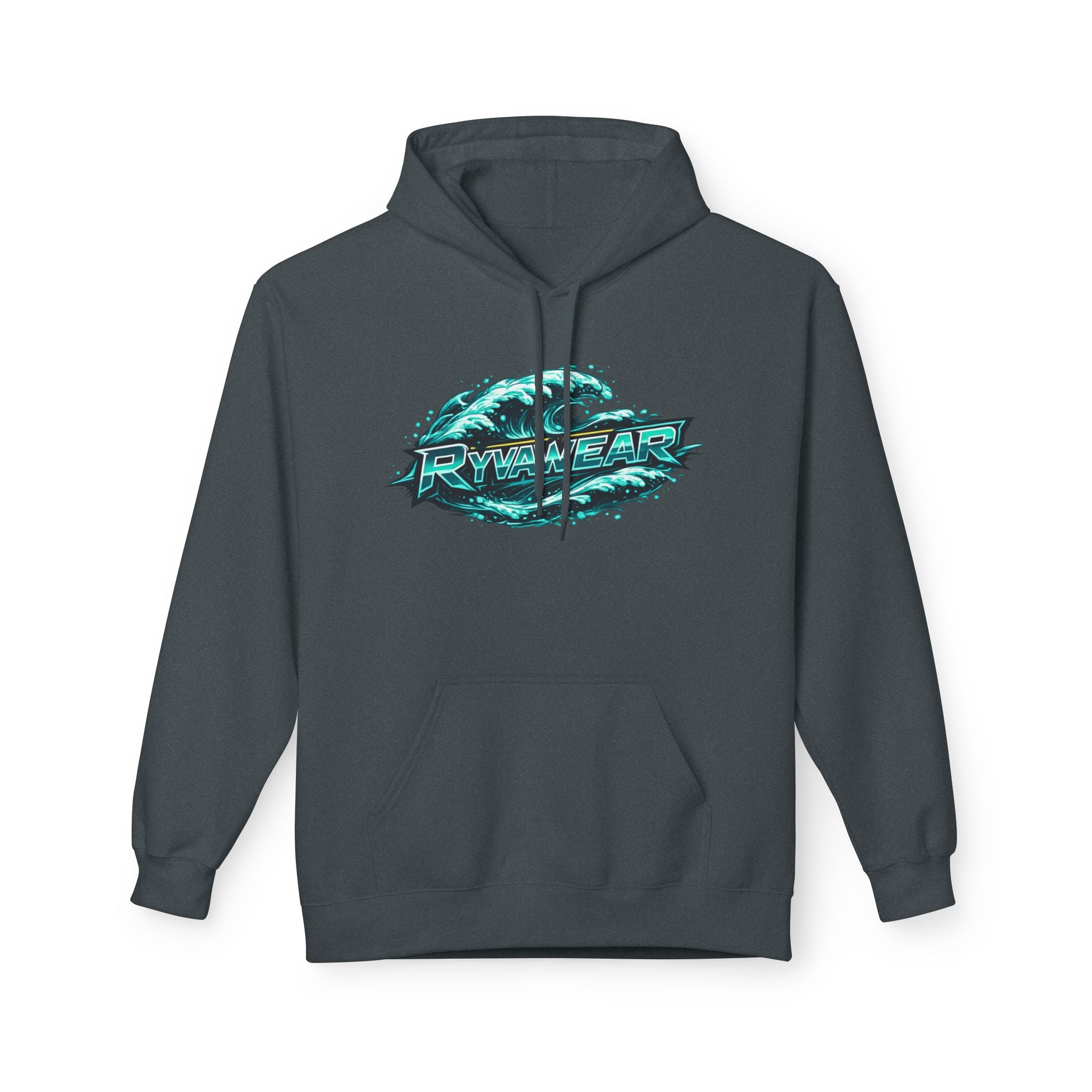 Hoodie — Retro Teal 'Rivestar' Surf Wave Logo Pullover
