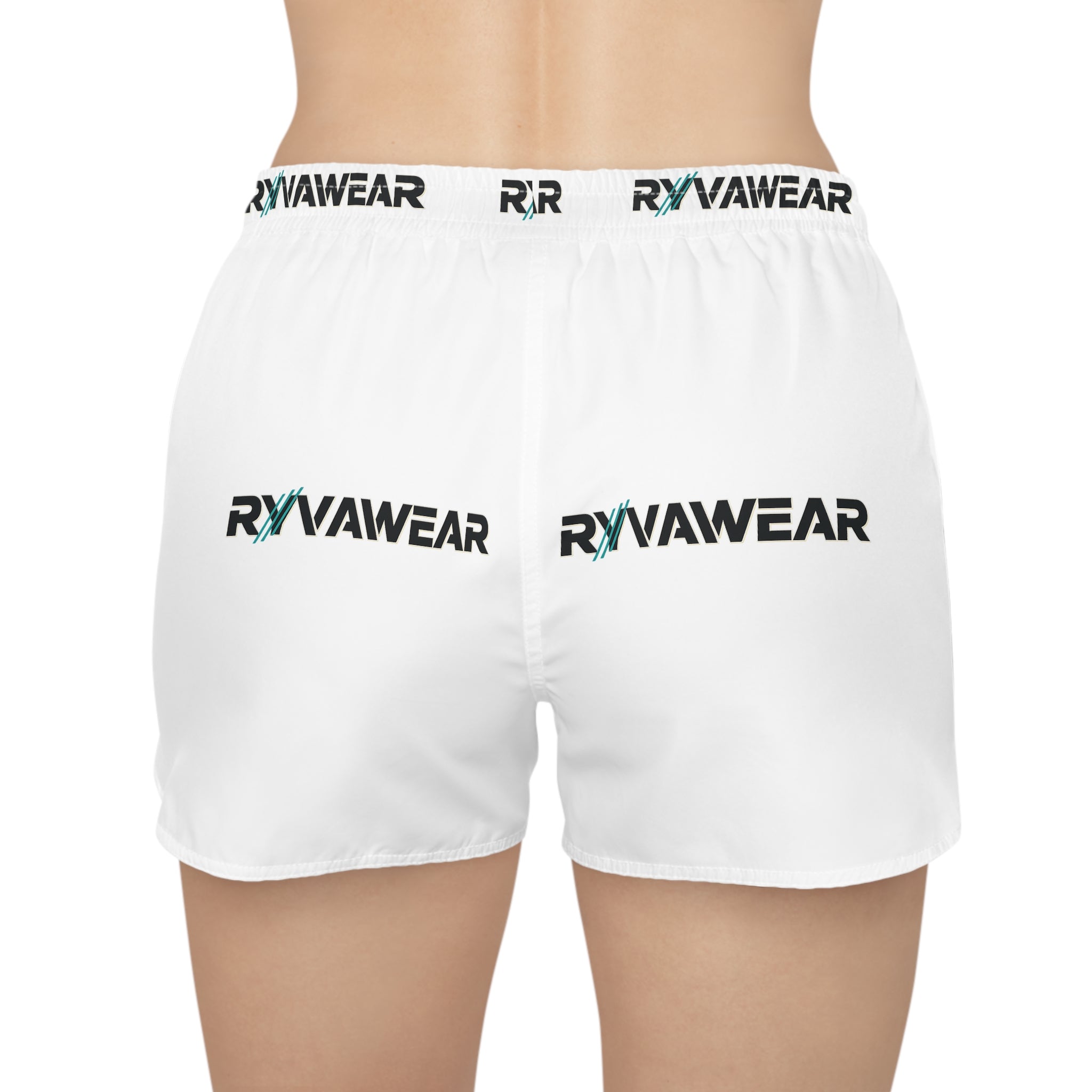RyvaWear Logo Women's Casual Shorts — White All-Over Print Comfort Shorts