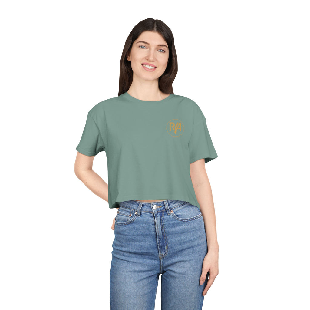 Crop Tee — Minimal Gold R/A Logo Women's Cropped T-Shirt