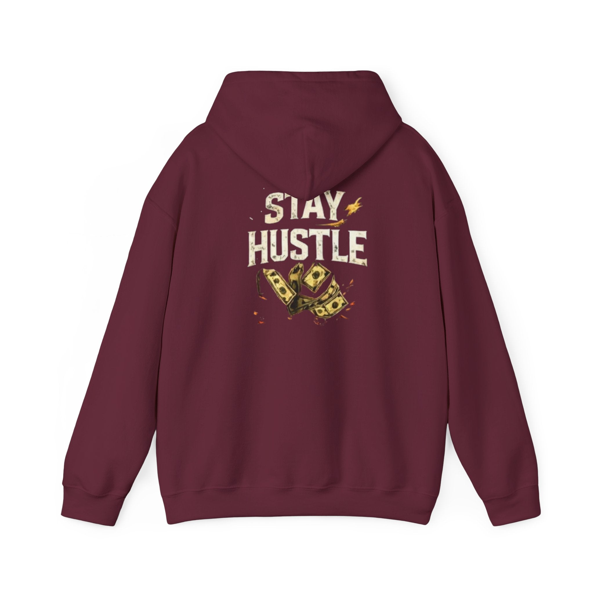 Stay Hustle Hoodie — Motivational Streetwear Pullover with Cash Graphic