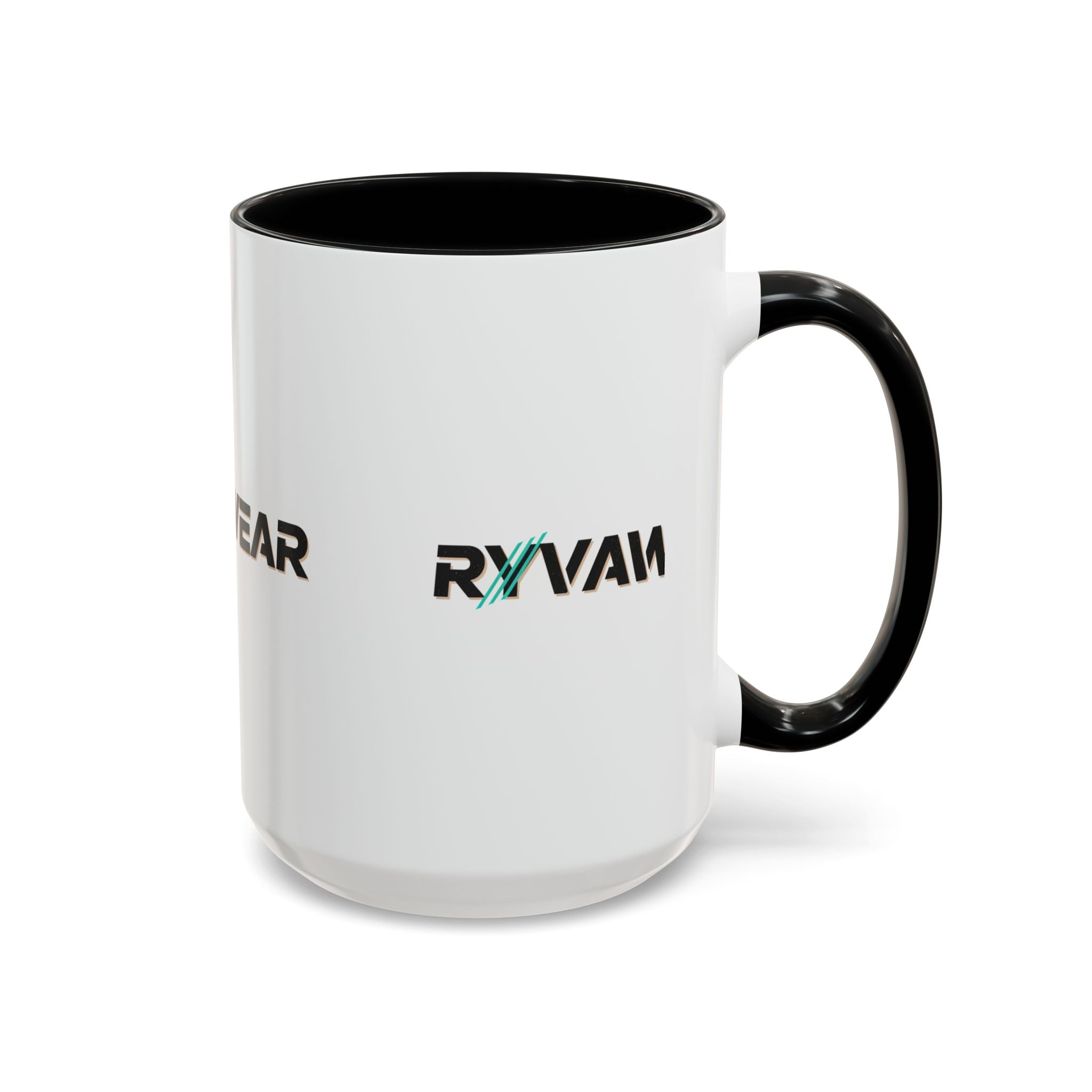 RyvaWear Logo Accent Coffee Mug — Black-Trim Ceramic Coffee Cup (11/15oz)