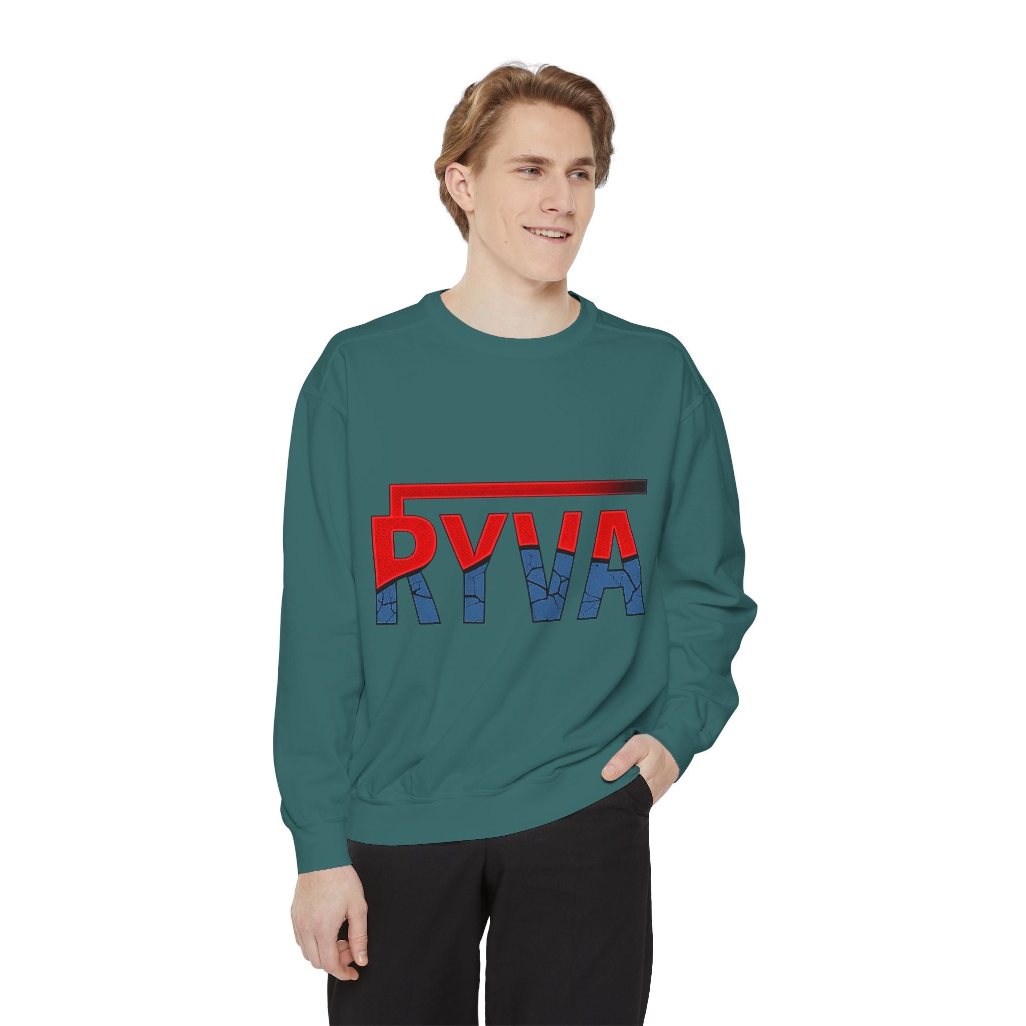 RYVA Logo Sweatshirt — Vintage Red & Blue Graphic Crewneck