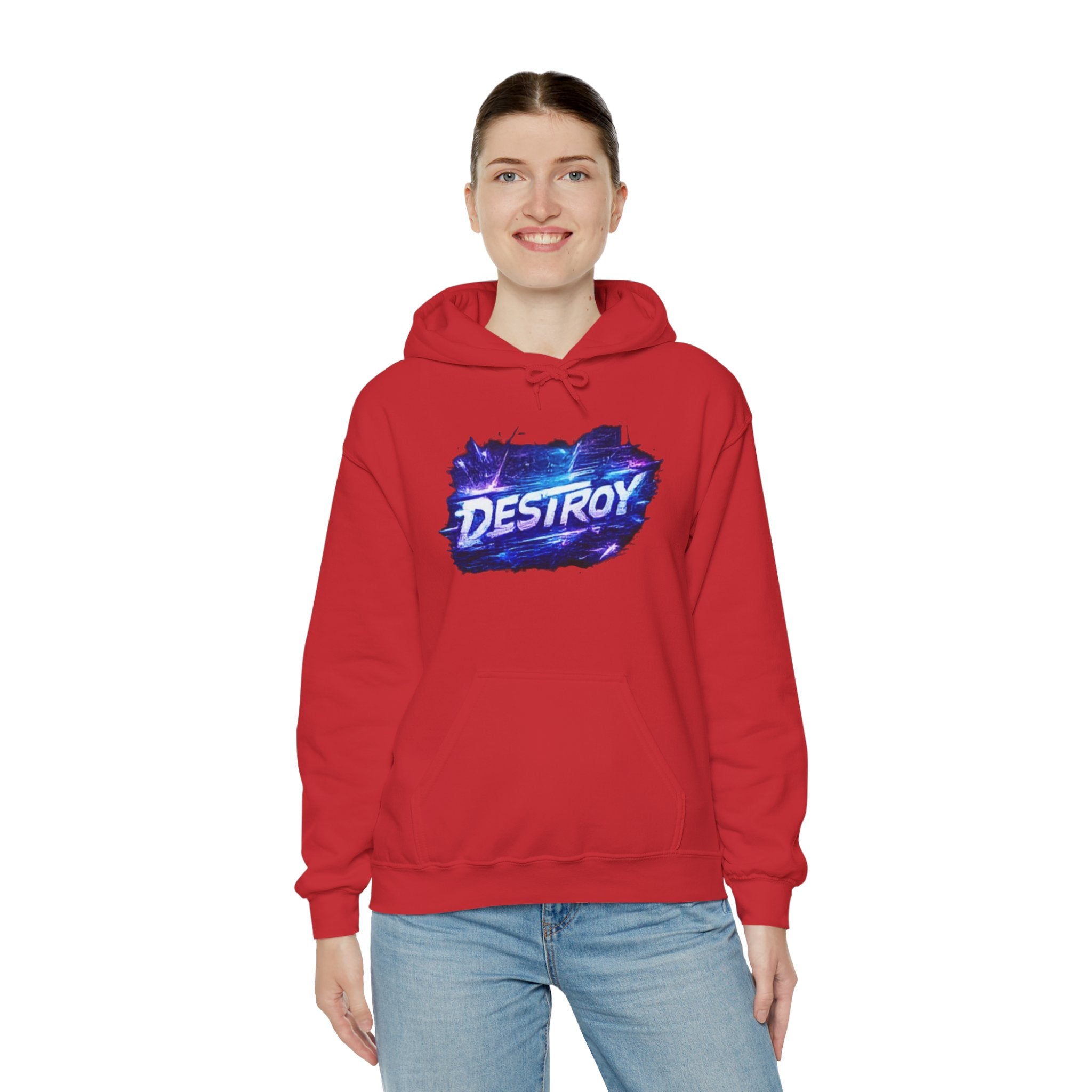 Destroy Graphic Hoodie - Retro Cosmic Brushstroke Pullover
