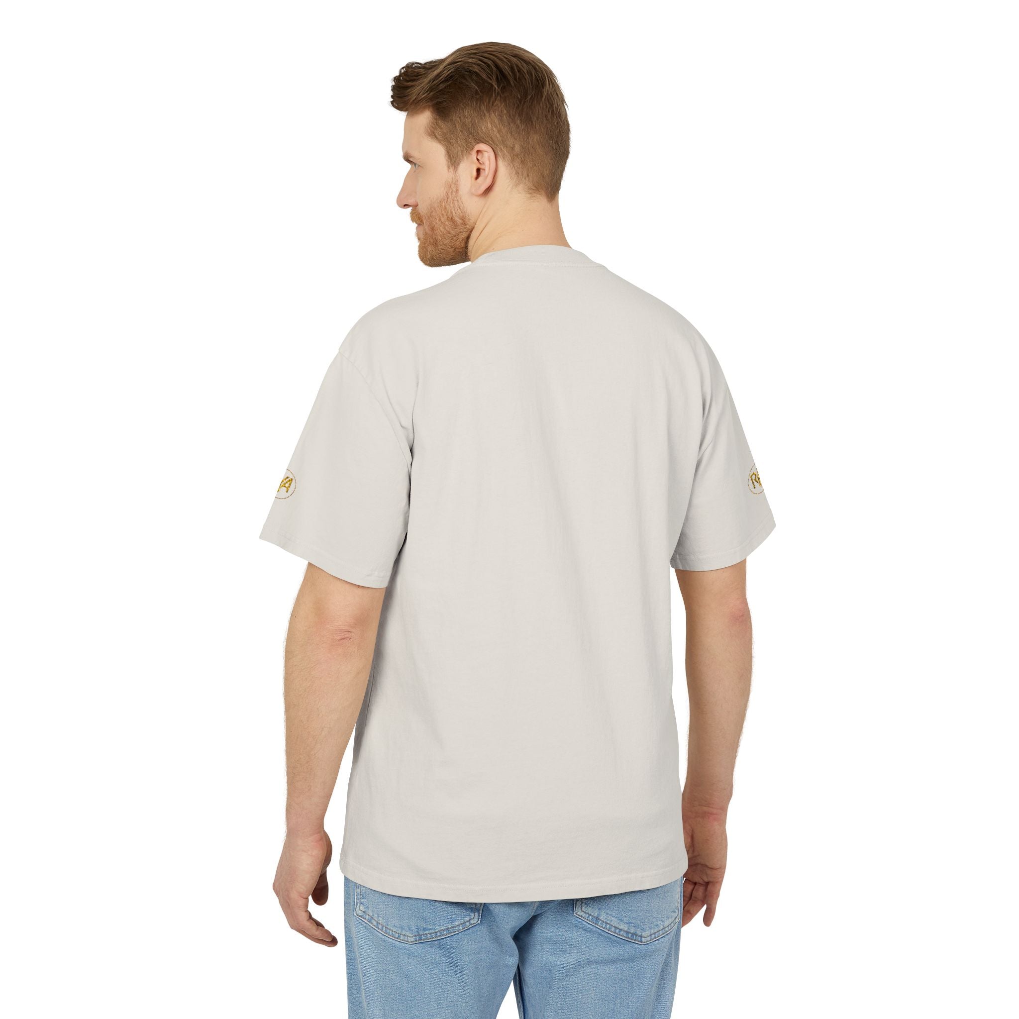 Vintage Tropical Palm Tee — "M" Monogram Chest & Sleeve Print