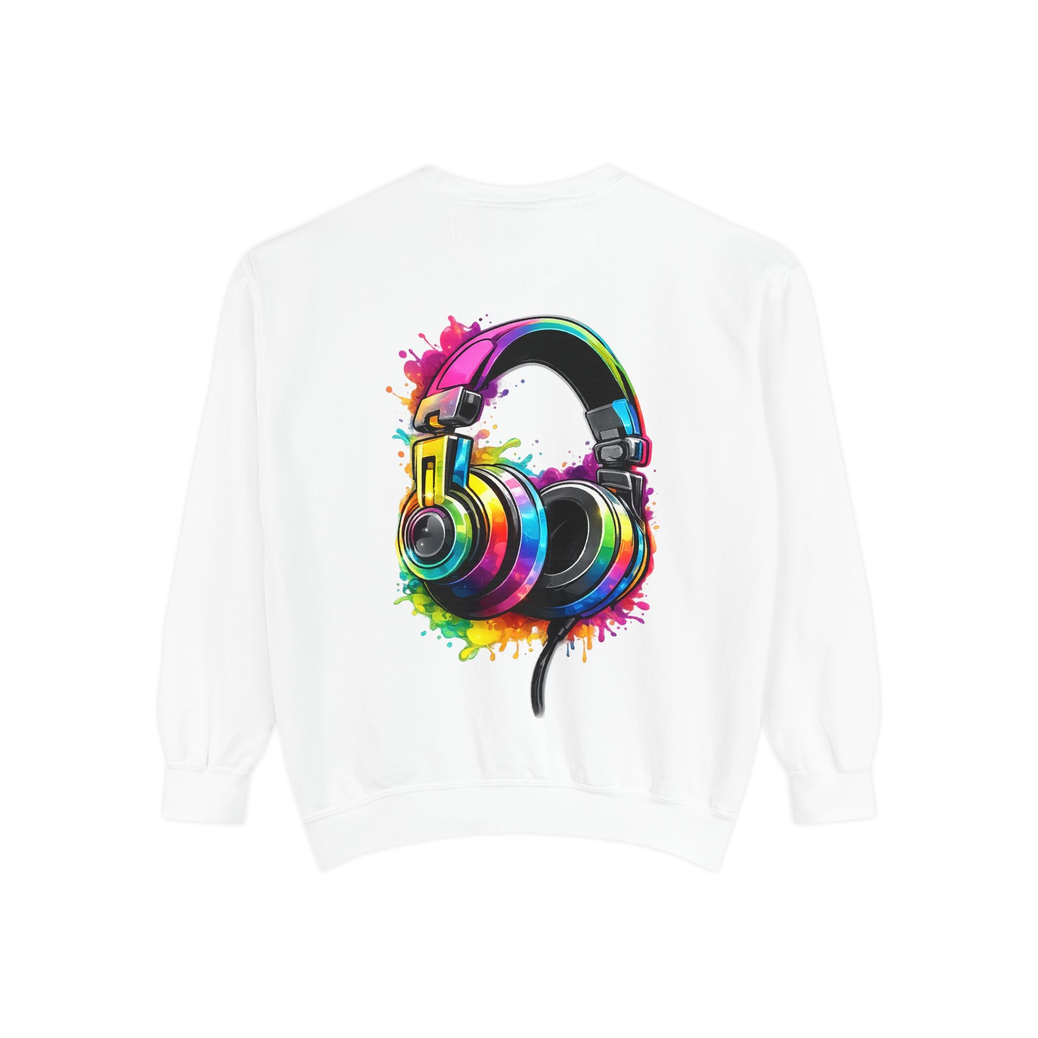 Sweatshirt — Colorful Watercolor Headphones Crewneck, Music Lover Graphic Sweatshirt