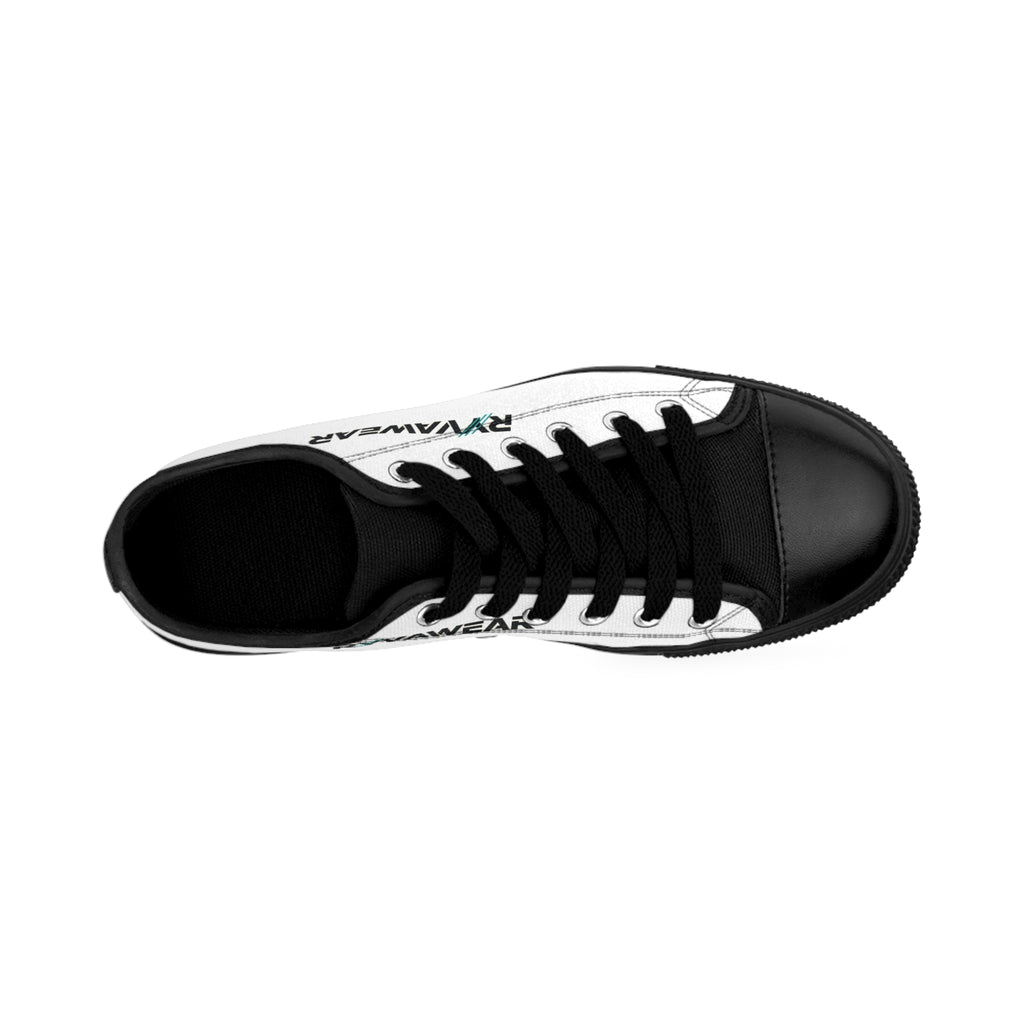 Classic Low-Top Women's Sneakers — Retro Black & White Canvas Trainers with 'RYVNAWEAR' Logo