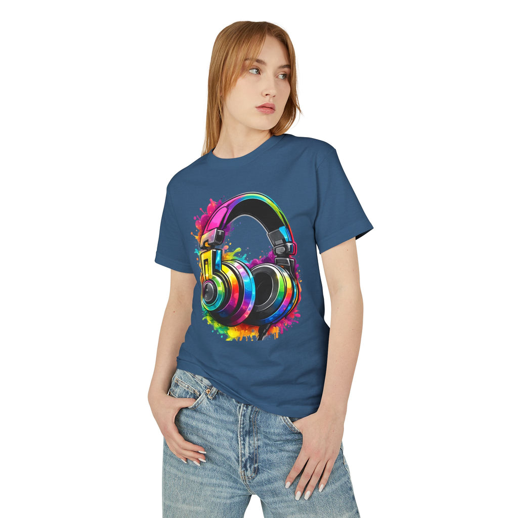 Headphones Graphic Tee — Colorful Splash Music Lover T-Shirt