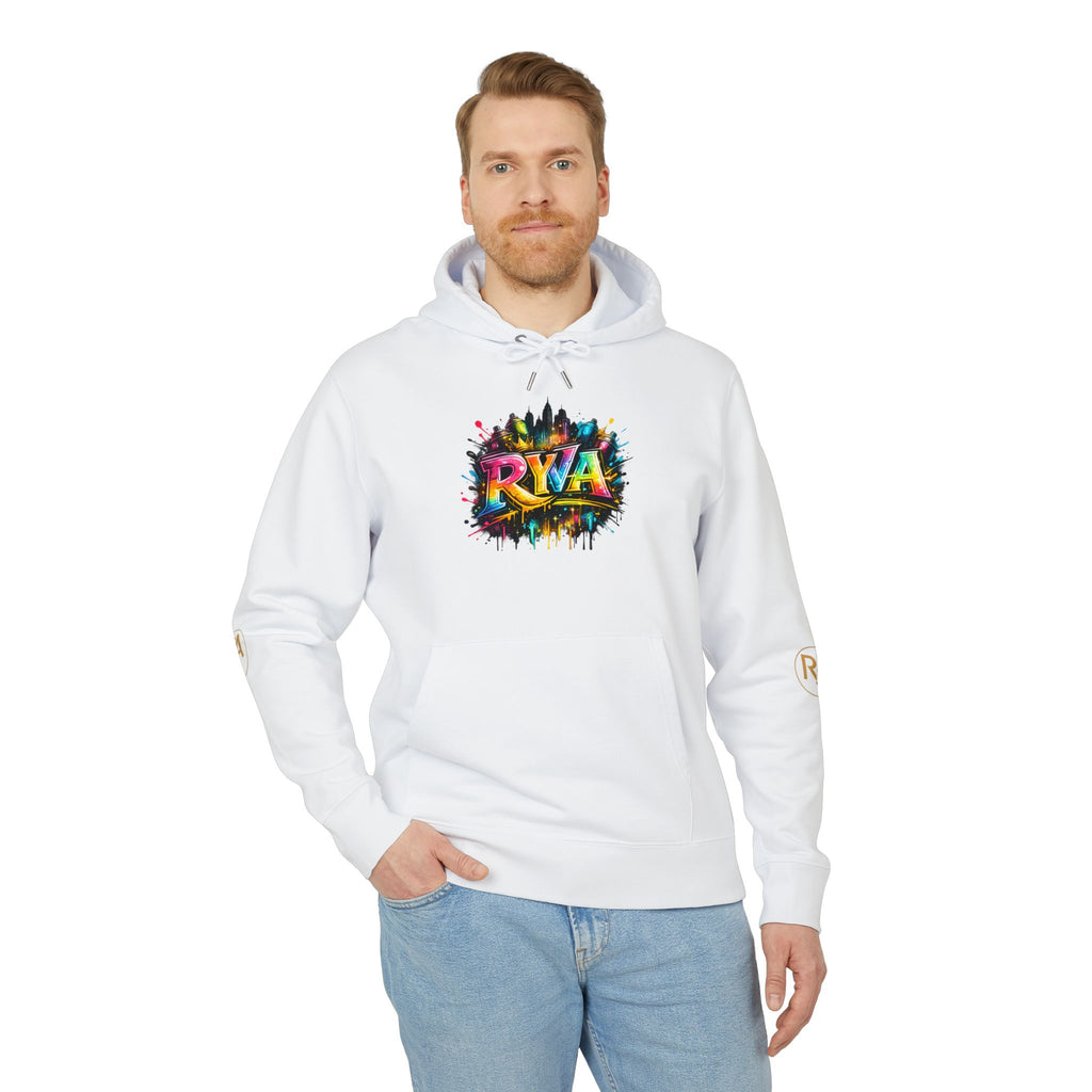 Color Splash RYA Hoodie — Graphic White Pullover with Vibrant Logo