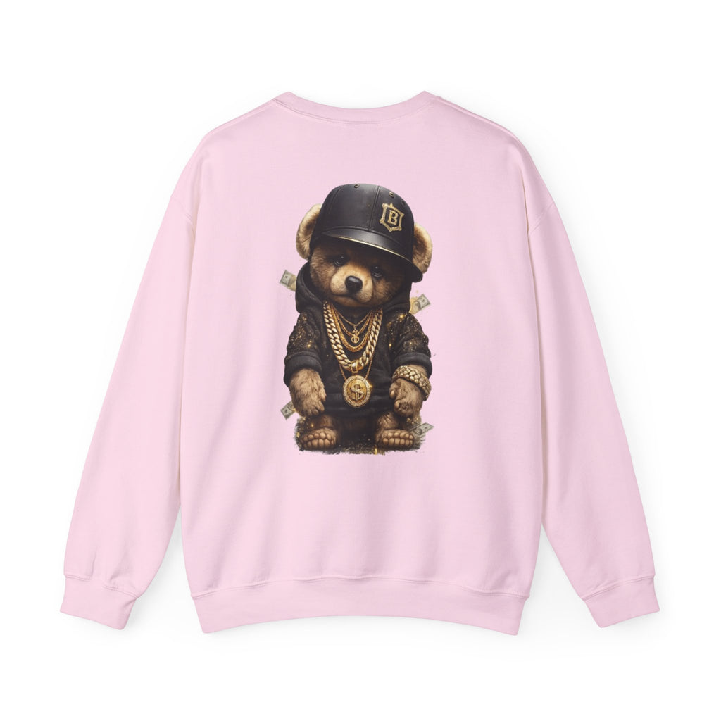 Crewneck Sweatshirt — Teddy Bear Streetwear Graphic (Gold Chains & Cap)