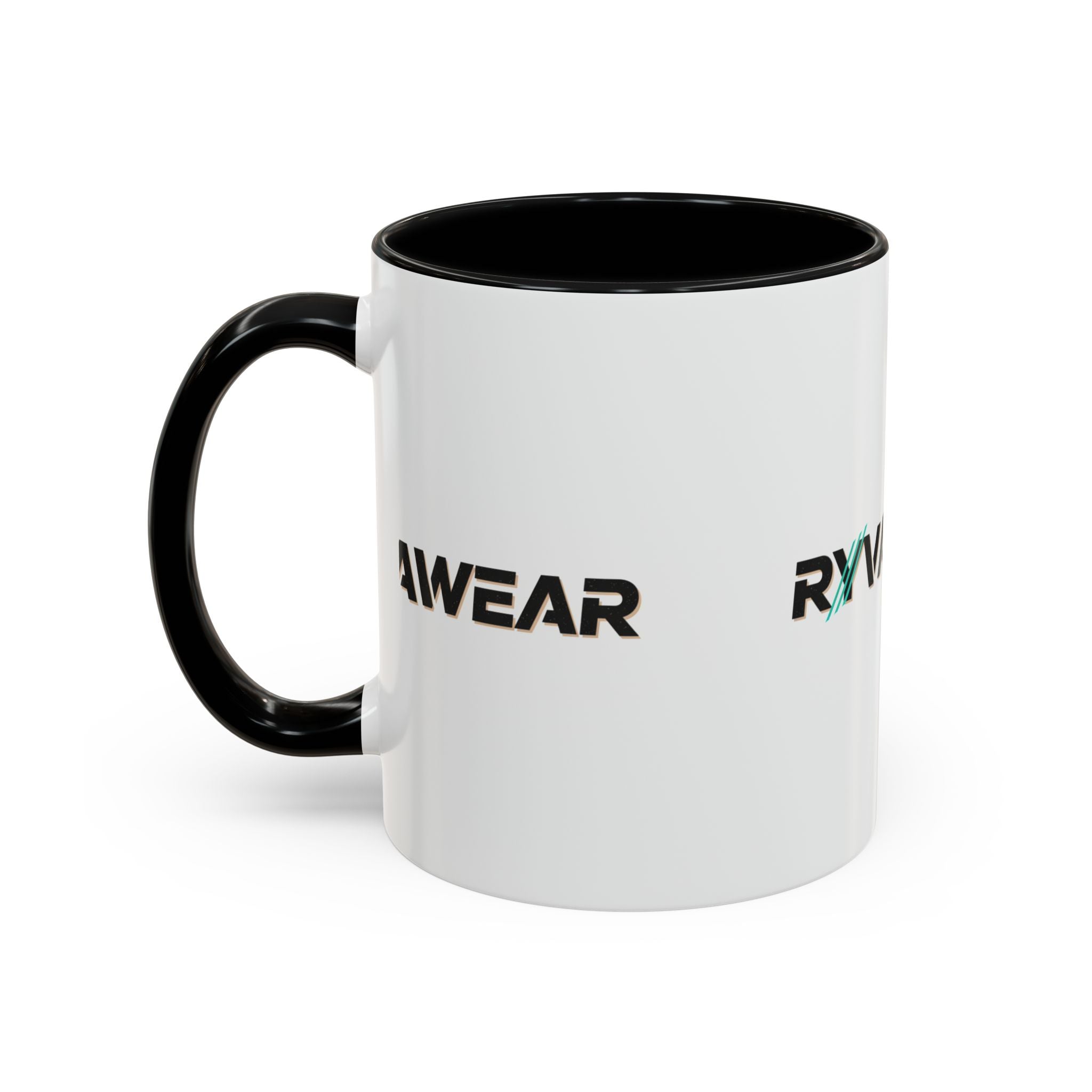 RyvaWear Logo Accent Coffee Mug — Black-Trim Ceramic Coffee Cup (11/15oz)