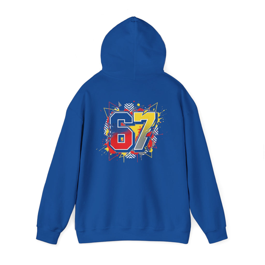 67 Sports Number Graphic Hoodie — Retro Streetwear Pullover