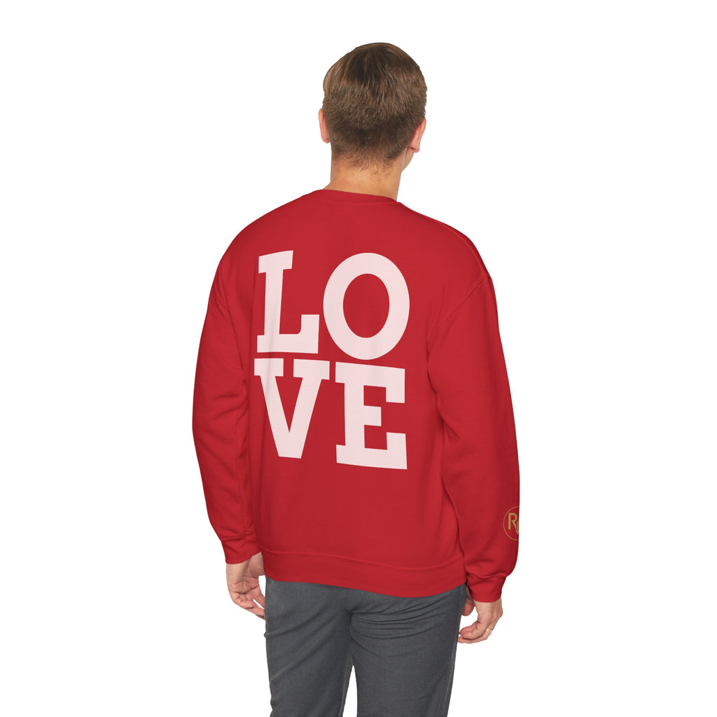Crewneck Sweatshirt - Pink 'LOVE' Back Print with Minimal Logo