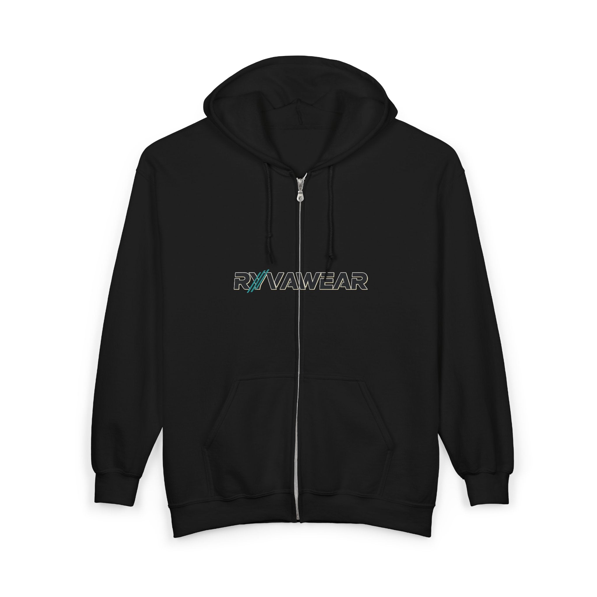 RyvaWear Logo Zip Hoodie — Black Full-Zip Hooded Sweatshirt