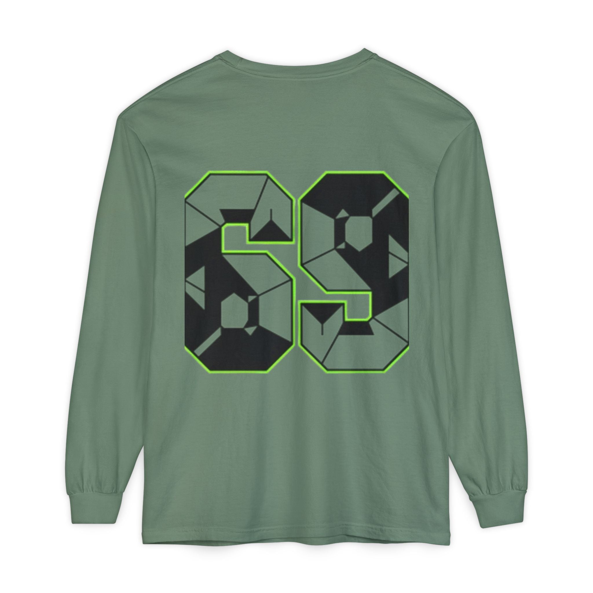69 Graphic Long Sleeve Tee — Geometric Number Back Print