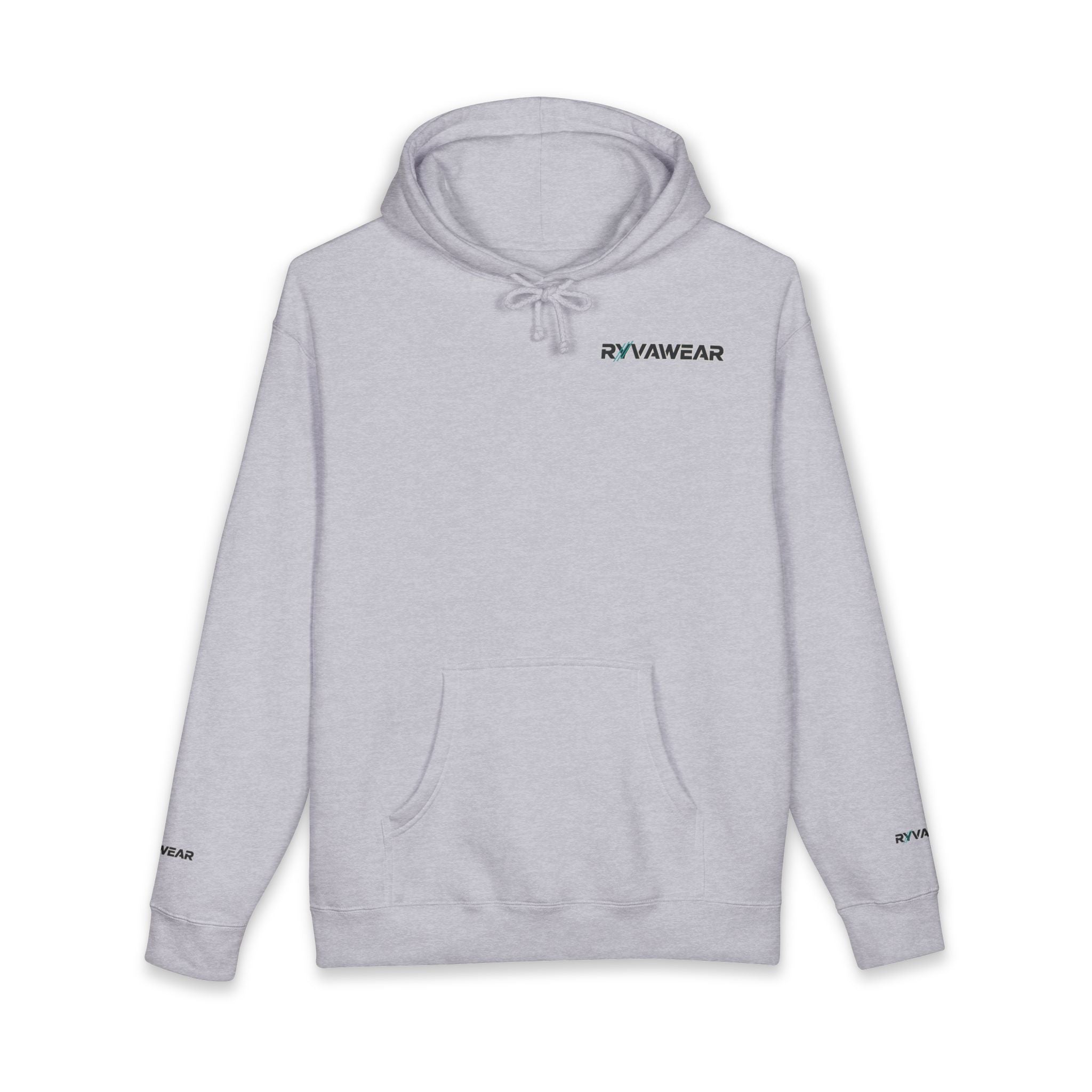 Minimal Logo Hoodie — White "RVNWEAR" Chest & Sleeve Print