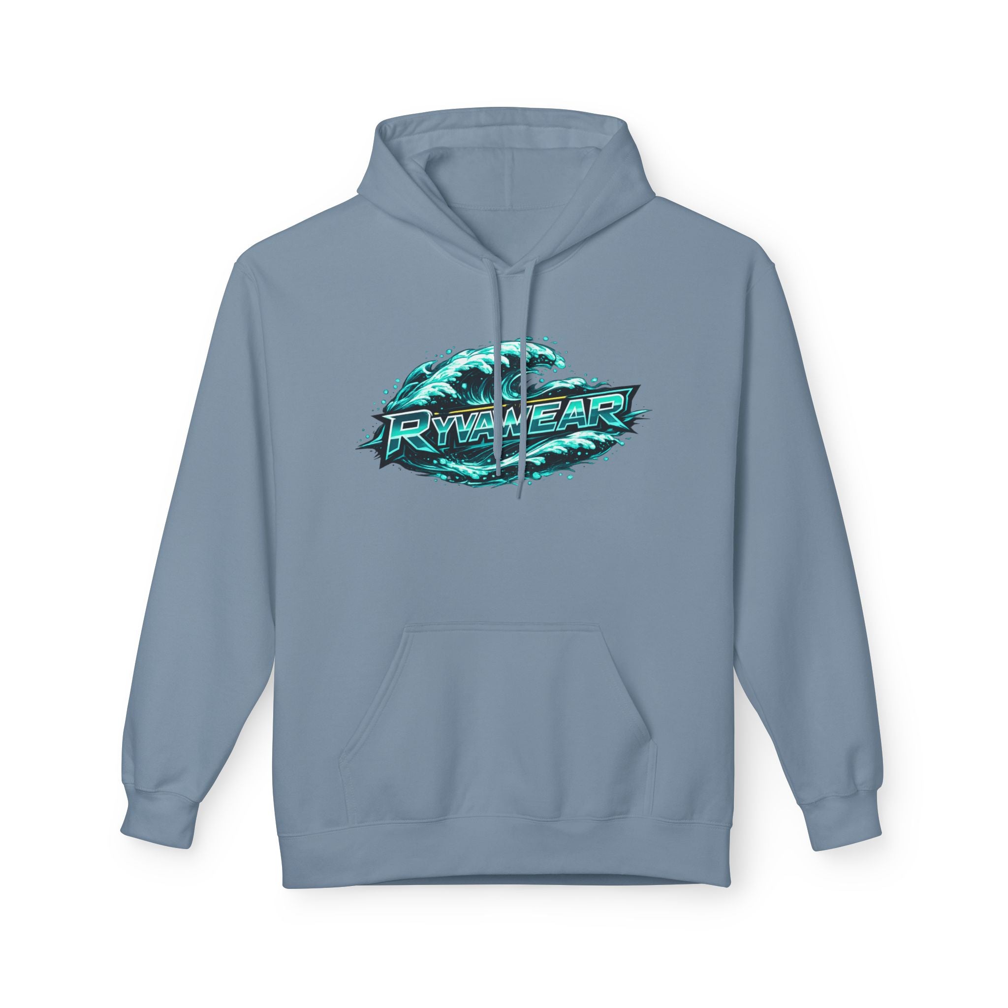 Hoodie — Retro Teal 'Rivestar' Surf Wave Logo Pullover