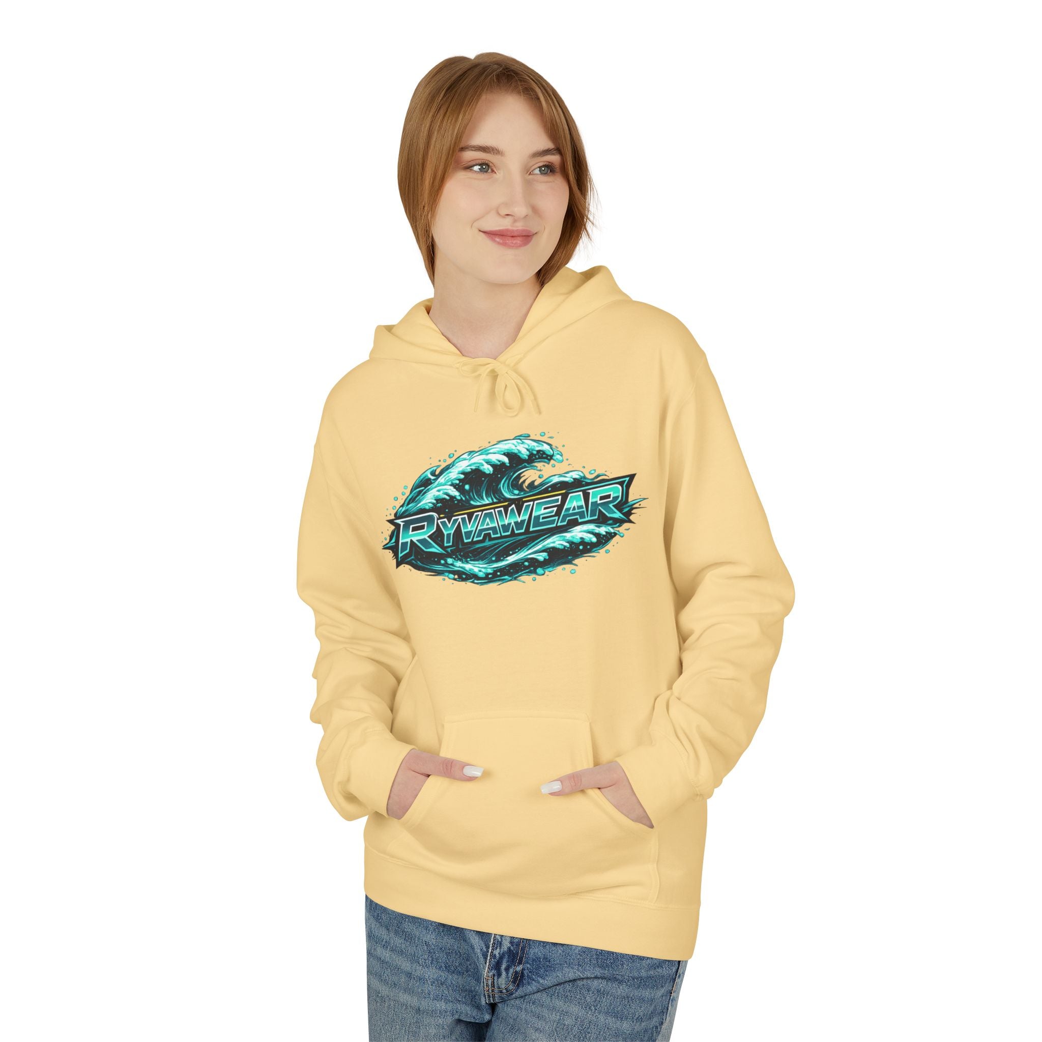 Hoodie — Retro Teal 'Rivestar' Surf Wave Logo Pullover
