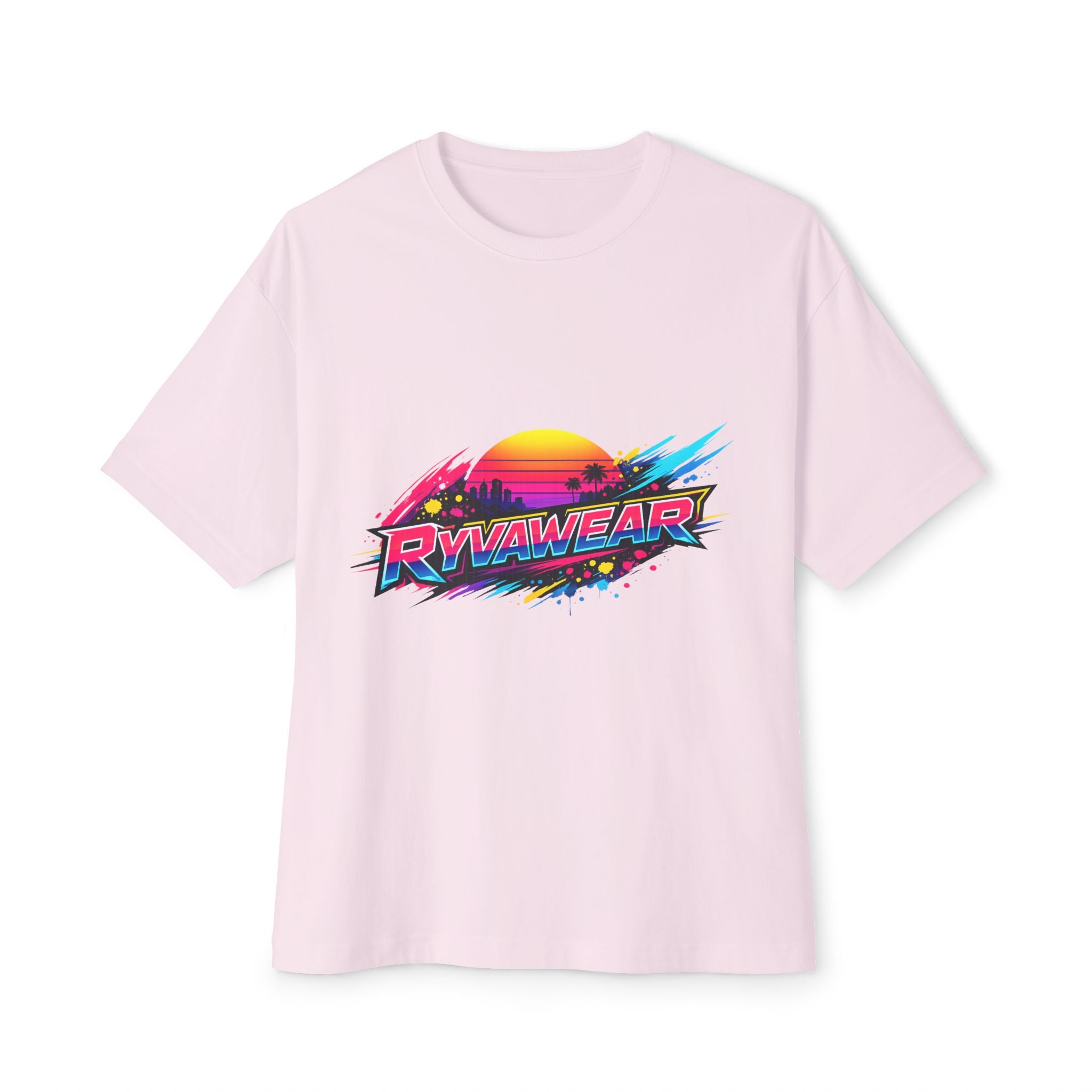 Retro Sunset Graphic Tee — "RVVAWEAR" 80s Vaporwave Style Boxy T-Shirt