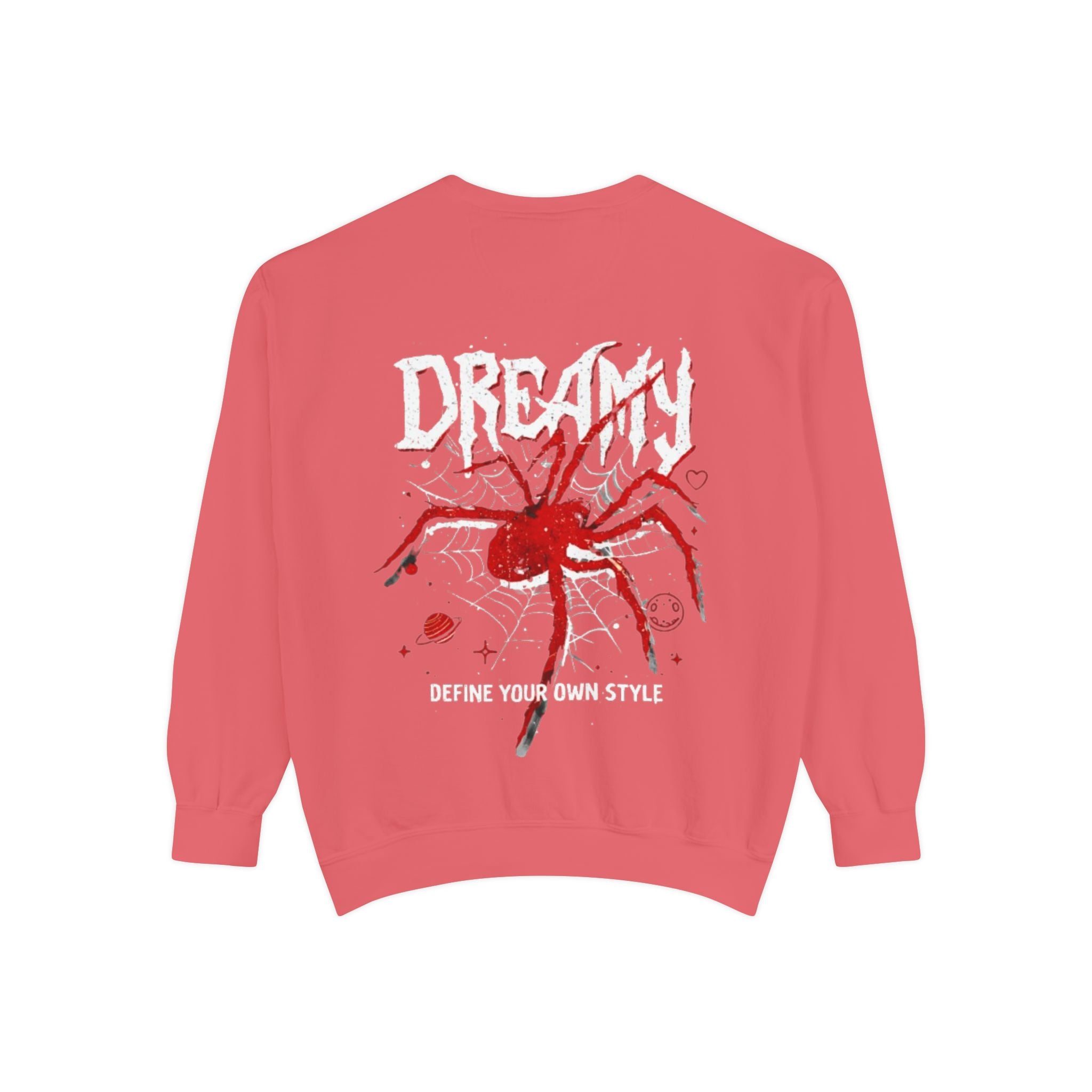Dreamy Spider Sweatshirt — "Define Your Own Style" Garment-Dyed Crewneck
