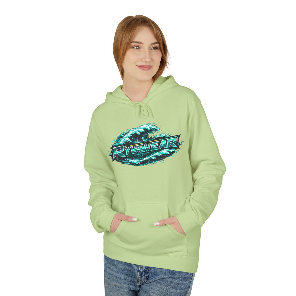 Hoodie — Retro Teal 'Rivestar' Surf Wave Logo Pullover