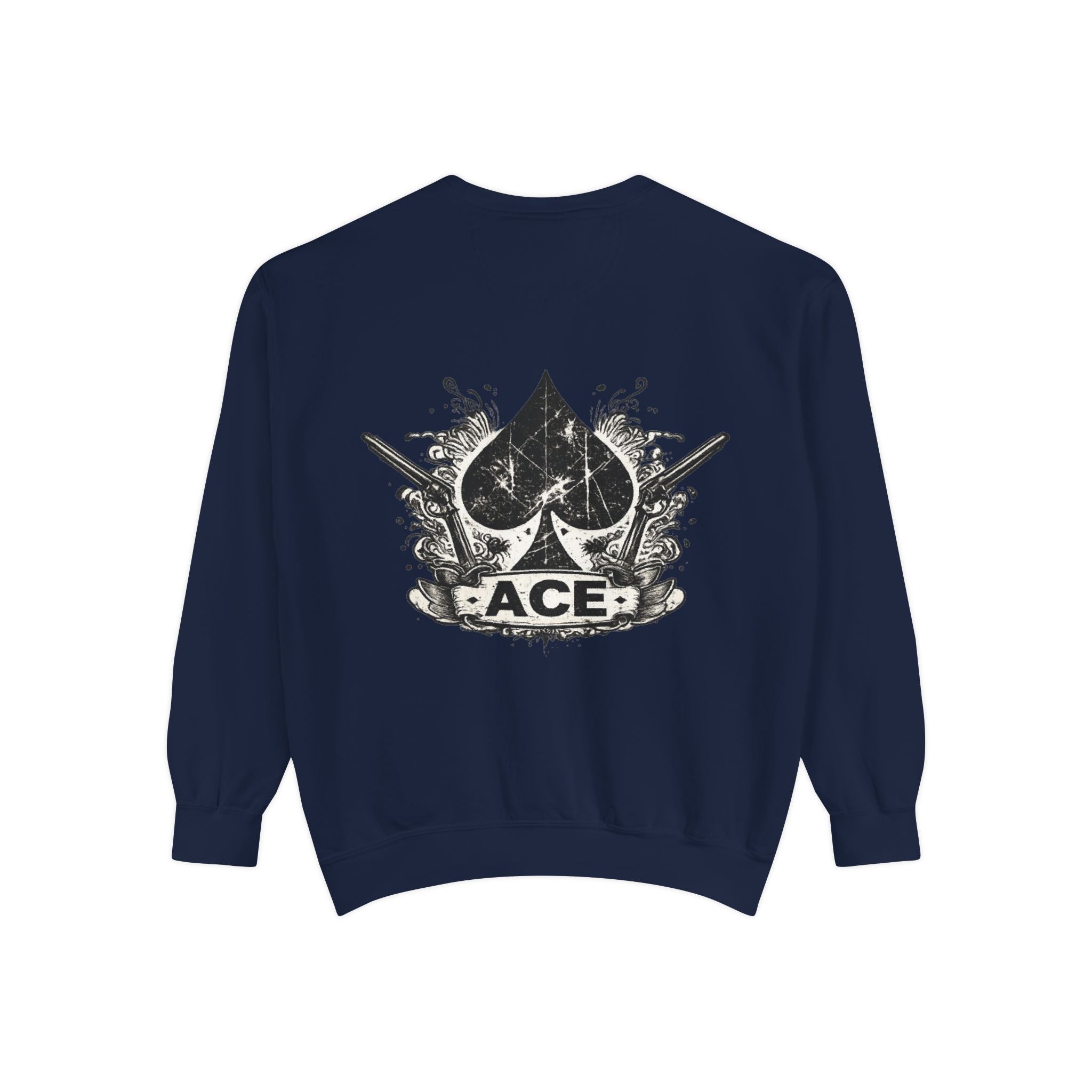 Ace Spade Sweatshirt — Distressed Playing Card Logo Crewneck
