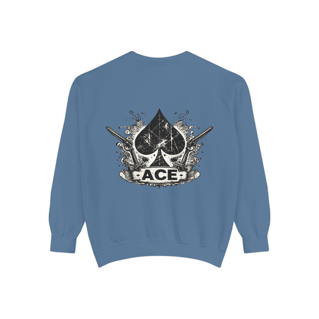 Ace Spade Sweatshirt — Distressed Playing Card Logo Crewneck