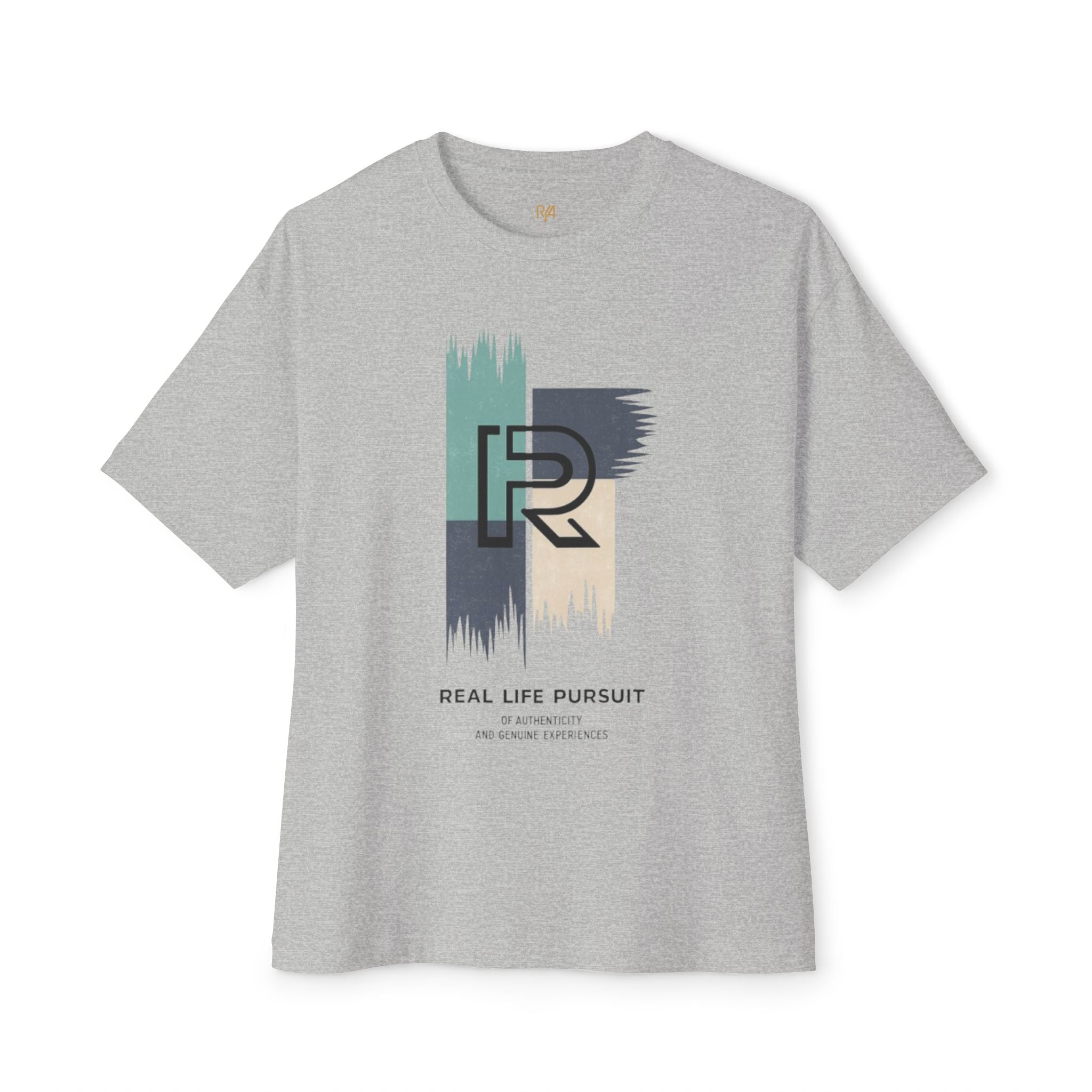 Real Life Pursuit Graphic Tee — Minimal Logo Oversized Boxy T‑Shirt