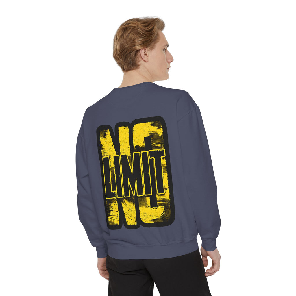 No Limit Sweatshirt — Bold Yellow Graphic Crewneck