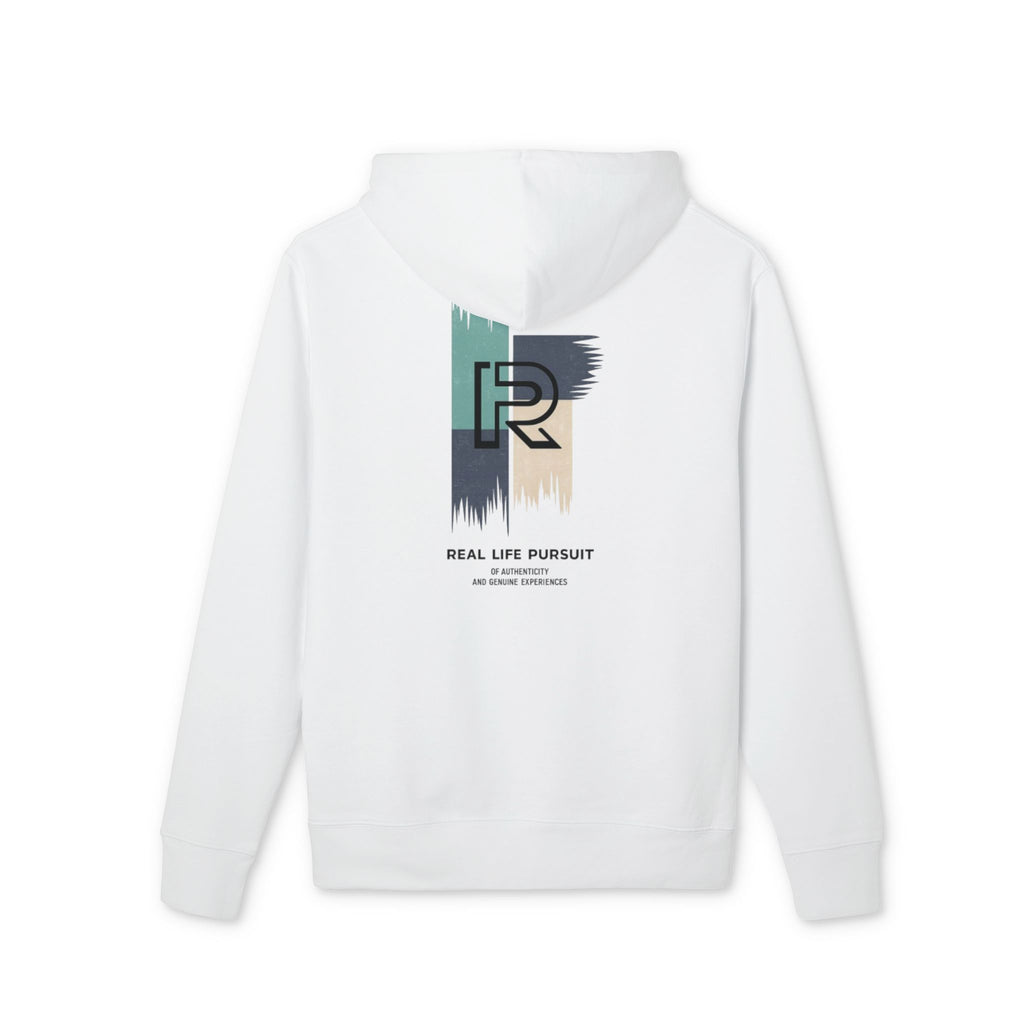 Real Life Pursuit Logo Hoodie — Minimal Brushed Back Graphic