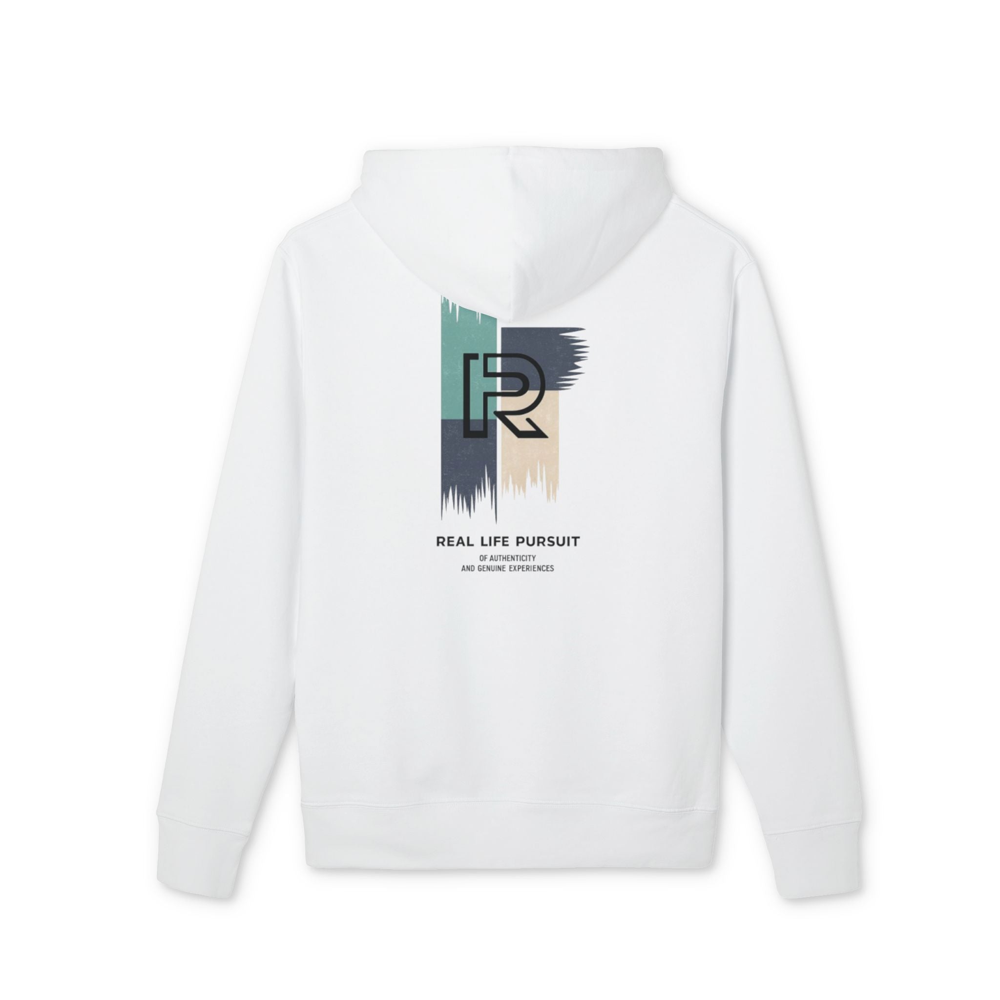 Real Life Pursuit Logo Hoodie — Minimal Brushed Back Graphic