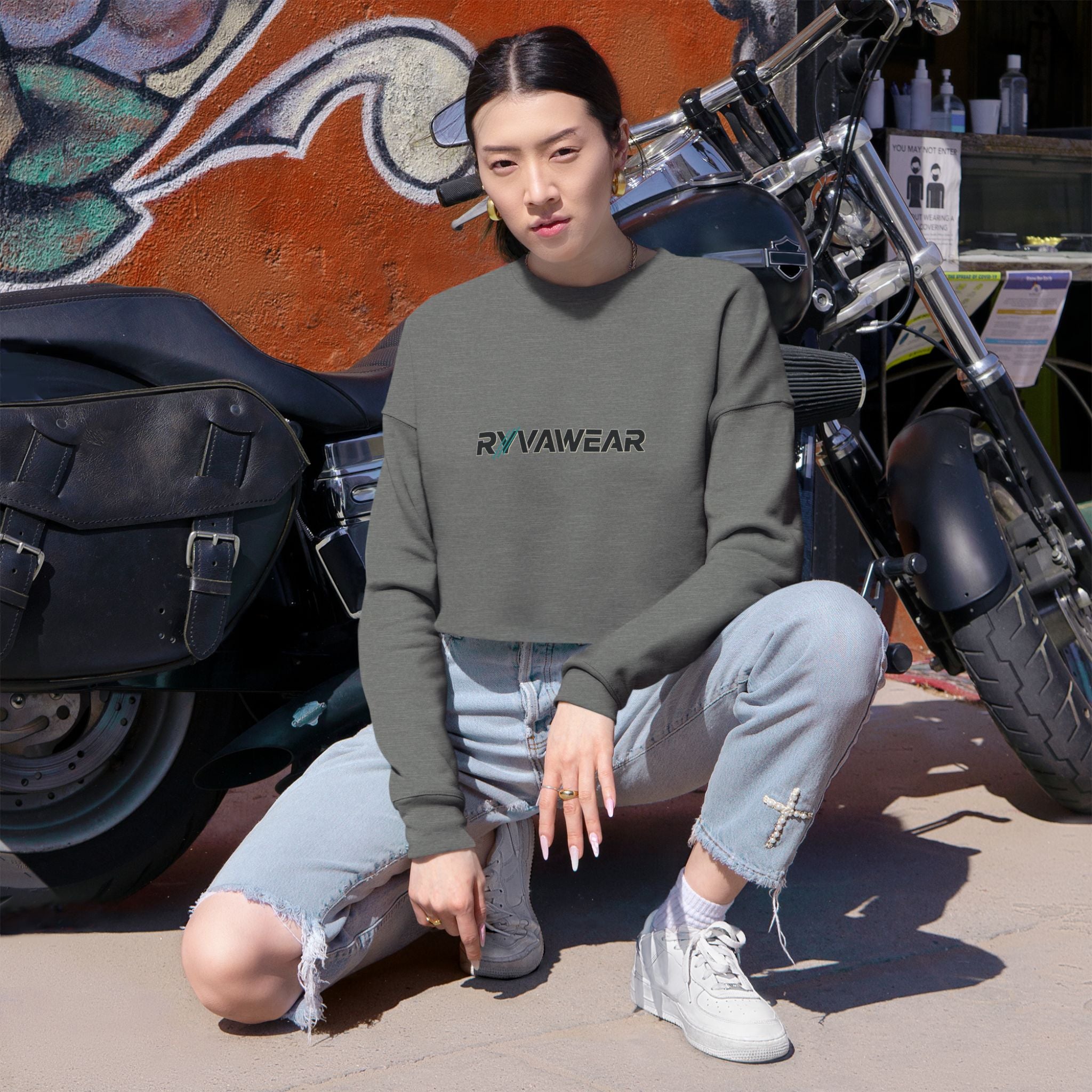 RYVAWEAR Cropped Sweatshirt — Women's Box Logo Casual Crop Top
