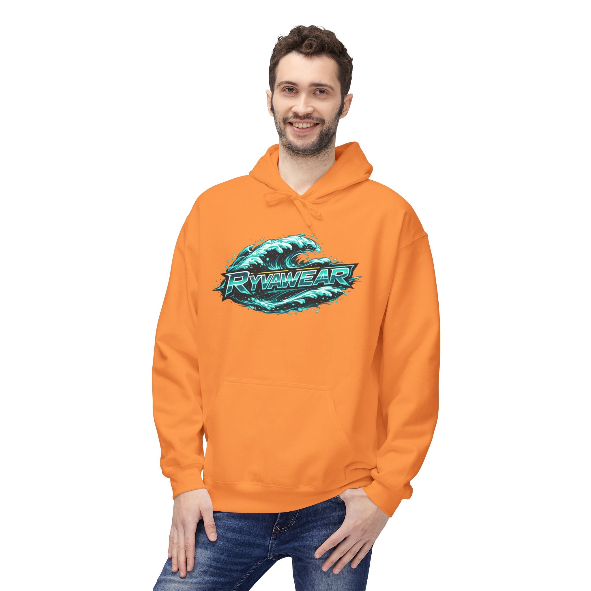 Hoodie — Retro Teal 'Rivestar' Surf Wave Logo Pullover