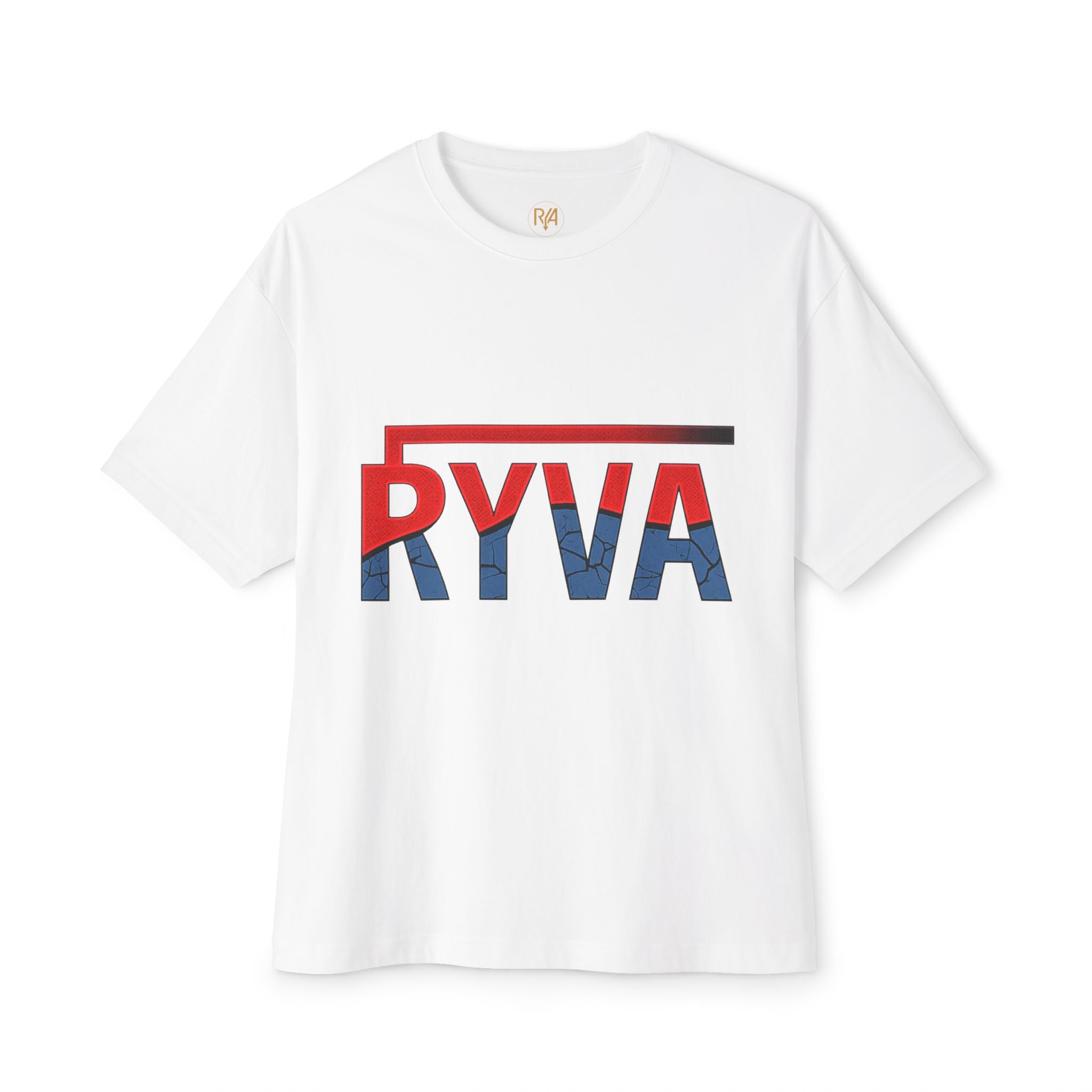 RYVA Graphic Tee — Vintage Red & Blue Logo Boxy Shirt